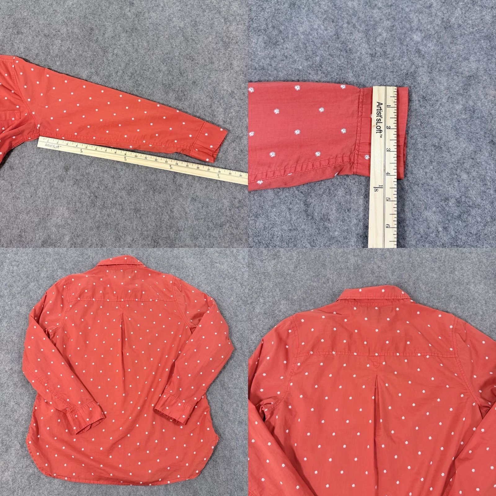 Old Navy Old Navy Button-Up Shirt Women Medium Orange Red Floral Long Sleeve, Classic Vintage? (Note: Original title indicates vintage: No) Size M / US 6-8 / IT 42-44 - 10 Thumbnail