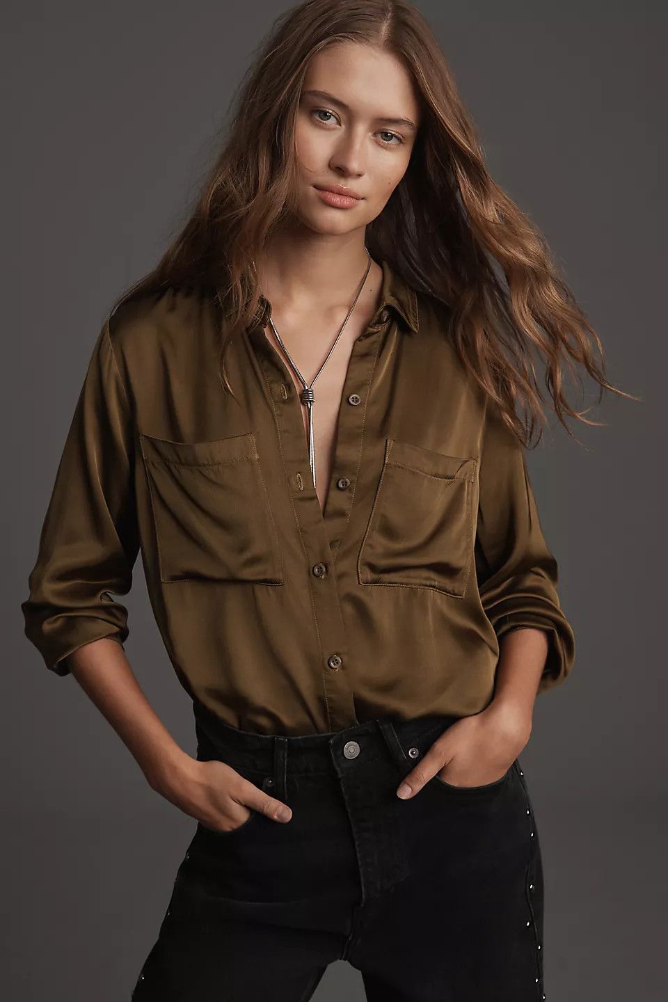 Anthropologie Cloth & Stone Shine Buttondown Shirt *$100 RETAIL* Size XXS / US 00 / IT 34 - 1 Thumbnail