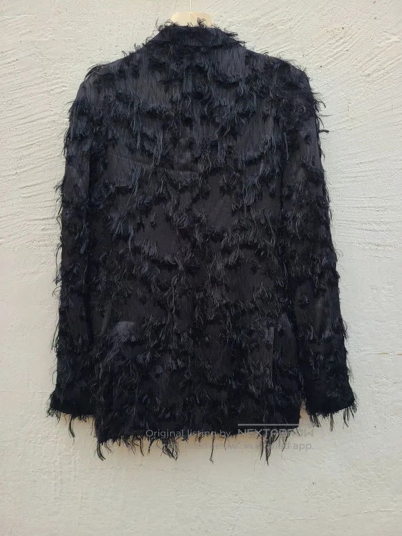 Ann Demeulemeester black silk textured blazer jacket . Size US M / EU 48-50 / 2 - 2 Thumbnail