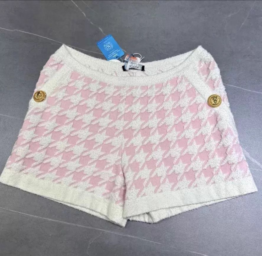 Balmain BALMAIN Pink Tweed Shorts 36 Size 25" / US 0 / IT 36 - 1 Thumbnail