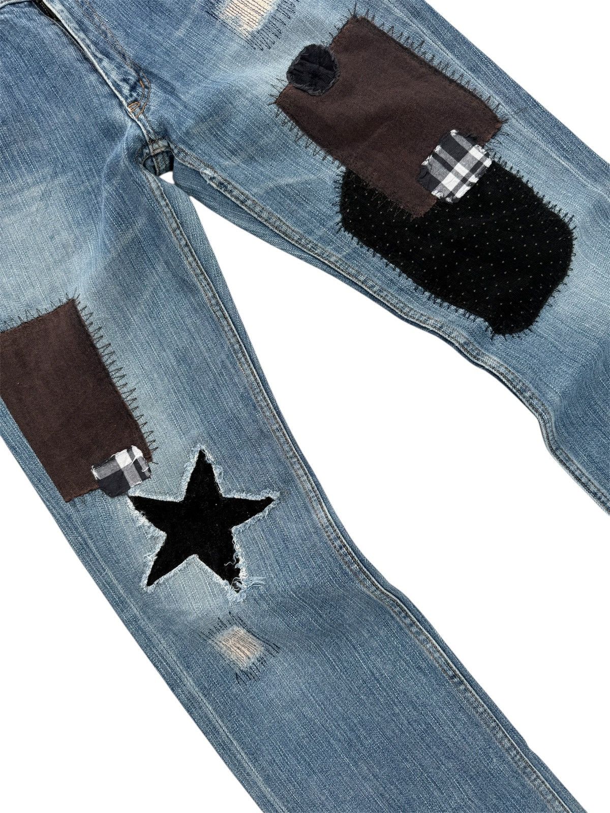 Hysteric Glamour E HYPHEN WORLD GALLERY PATCHWORK STYLE JEANS Size 31" - 5 Thumbnail
