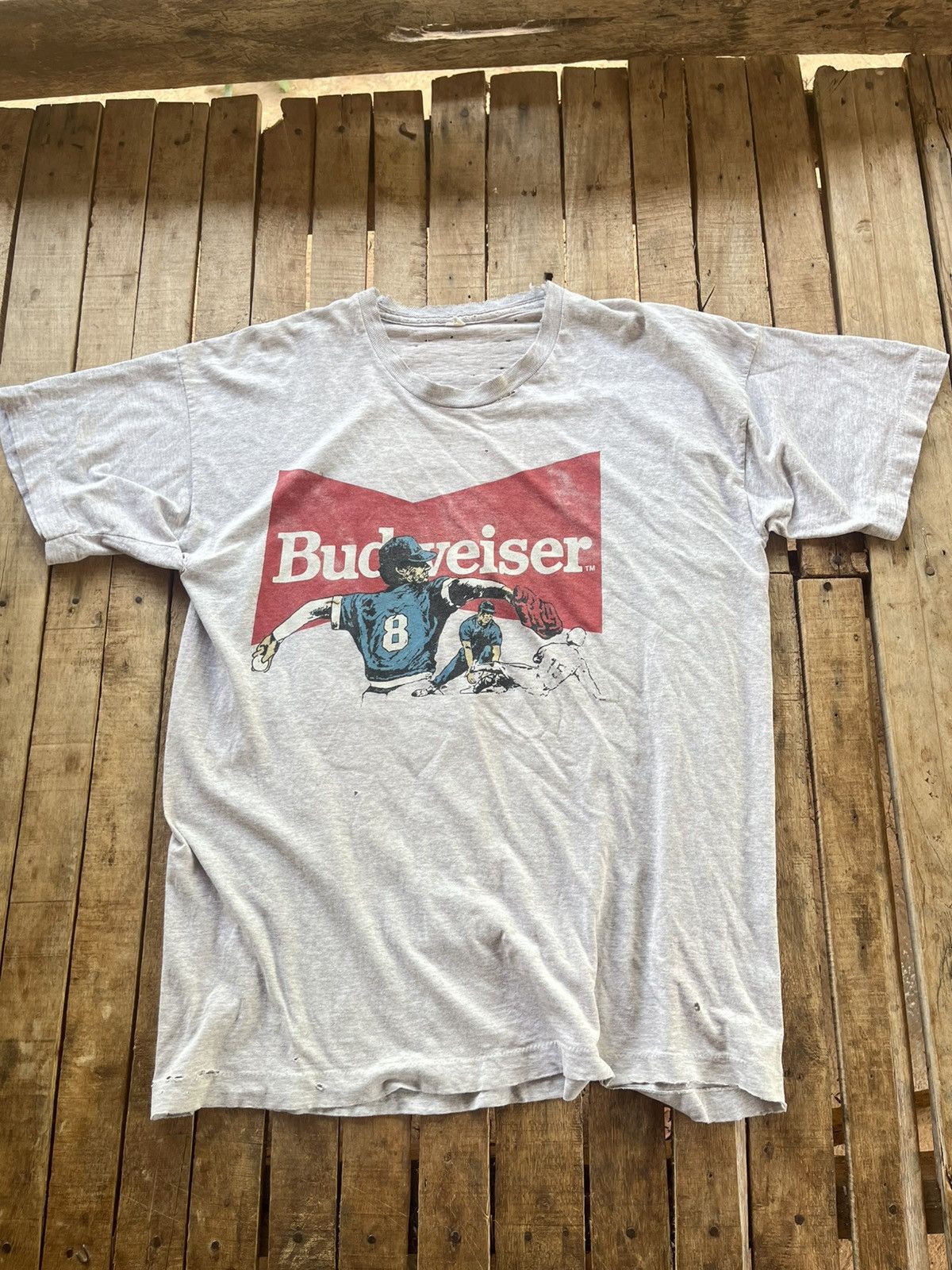 Thrashed faded budweiser 80s’ tee Distressed