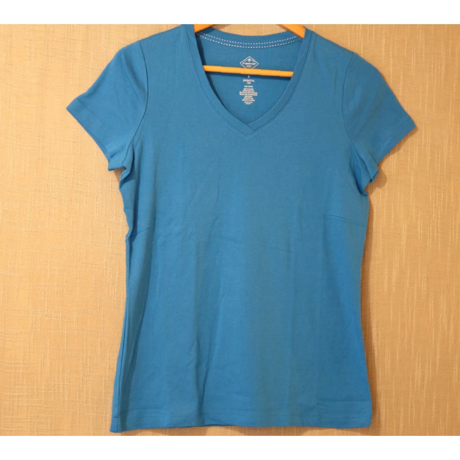 Vintage St. John's Bay Essential Tee Shirt Womens S 100% Cotton Blue Stretch V-Neck Short Sleeve Casual Travel basic Size S / US 4 / IT 40 - 2 Thumbnail