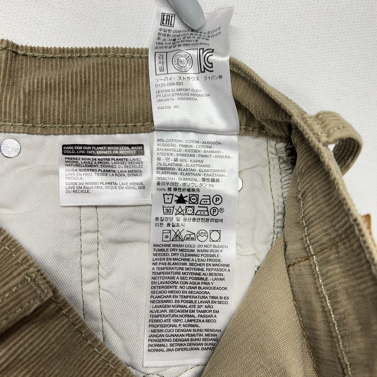 Levi's Levis 514 Corduroy Pants Beige Khaki Straight Fit Casual Size US 30 / EU 46 - 8 Thumbnail