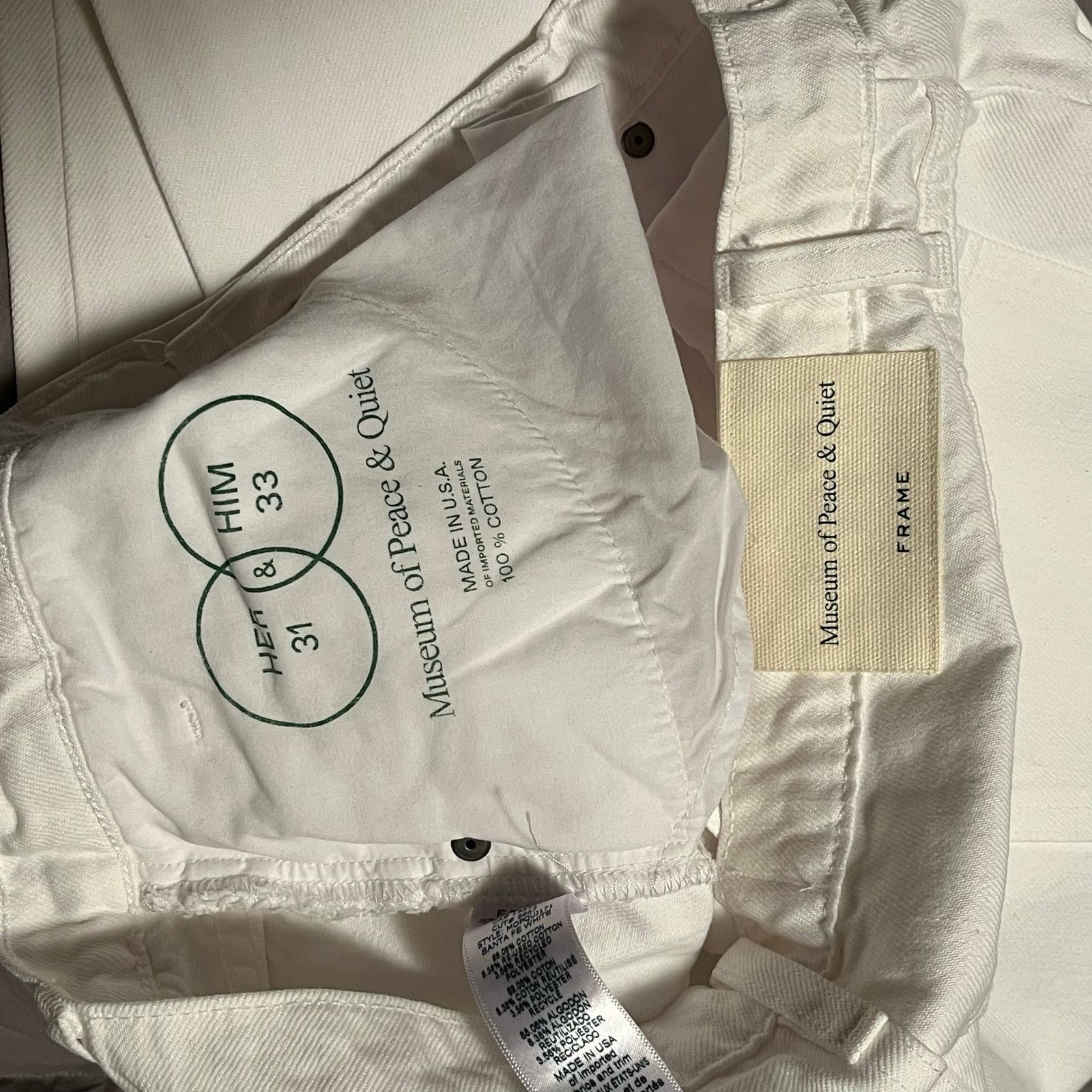 Museum of Peace & Quiet •NWT• Museum of Peace & Quiet White FRAME Denim Pants • MoPQ Size US 32 / EU 48 - 10 Thumbnail