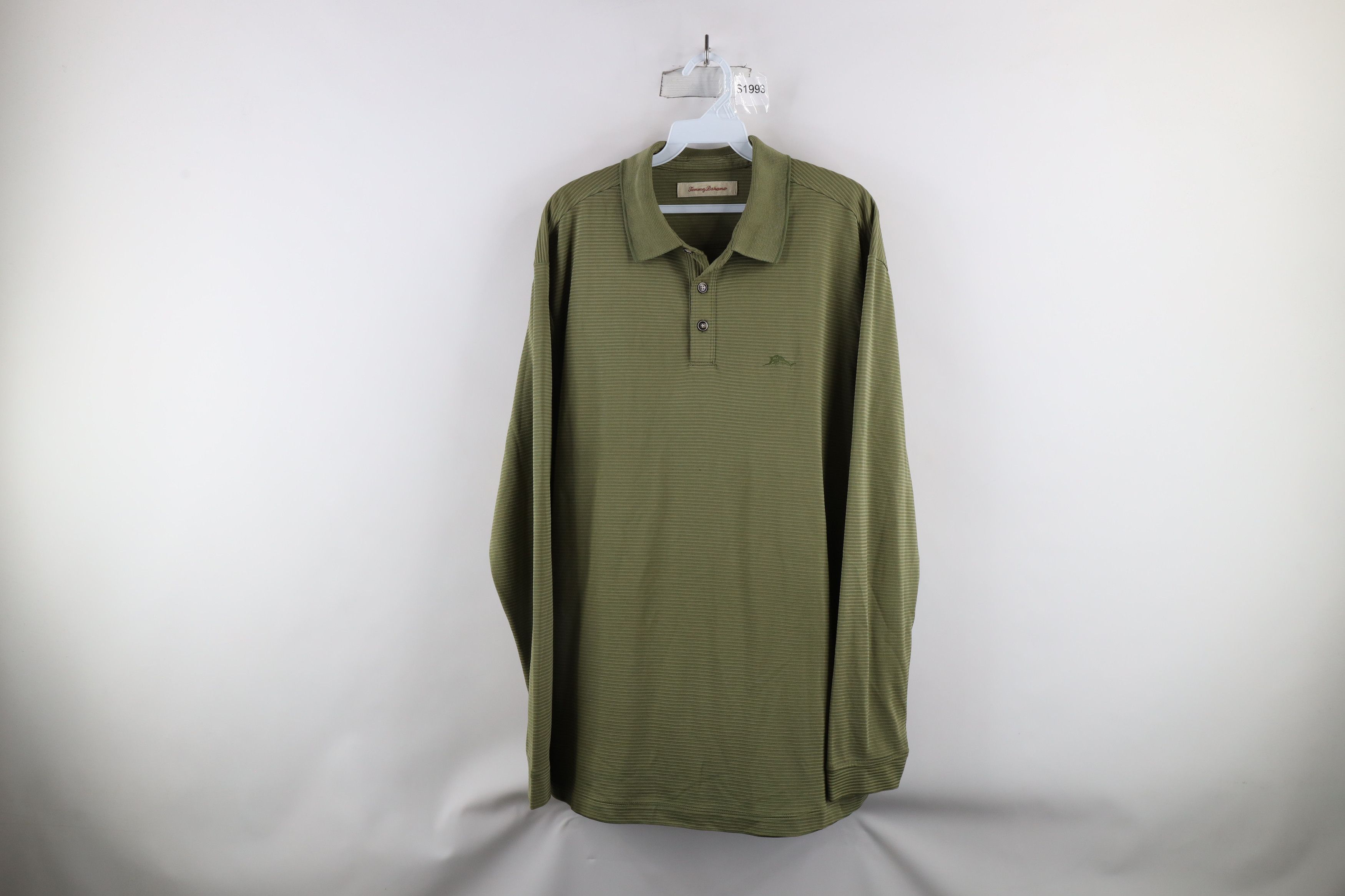 Tommy Bahama × Vintage Vintage Tommy Bahama Ribbed Long Sleeve Polo Shirt Green Size US L / EU 52-54 / 3 - 1 Thumbnail