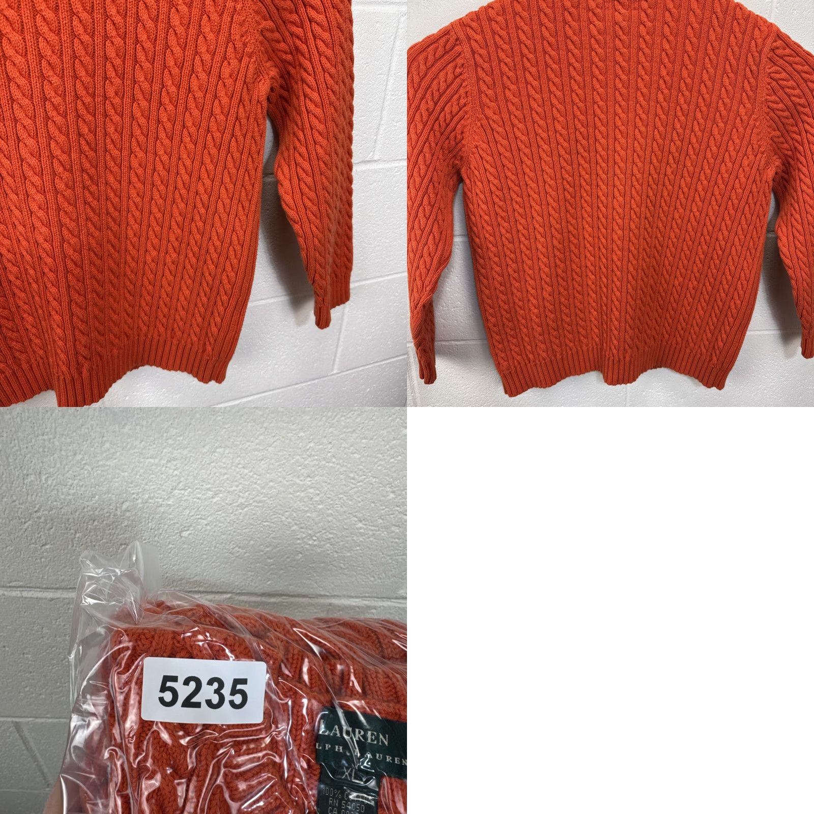 Ralph Lauren VINTAGE Lauren Ralph Lauren Sweater Womens XL Cable Knit Orange Crest Logo Crew Neck Long Sleeve Pullover 90s Preppy Classic Vintage All Seasons Women Size XL / US 12-14 / IT 48-50 - 10 Thumbnail