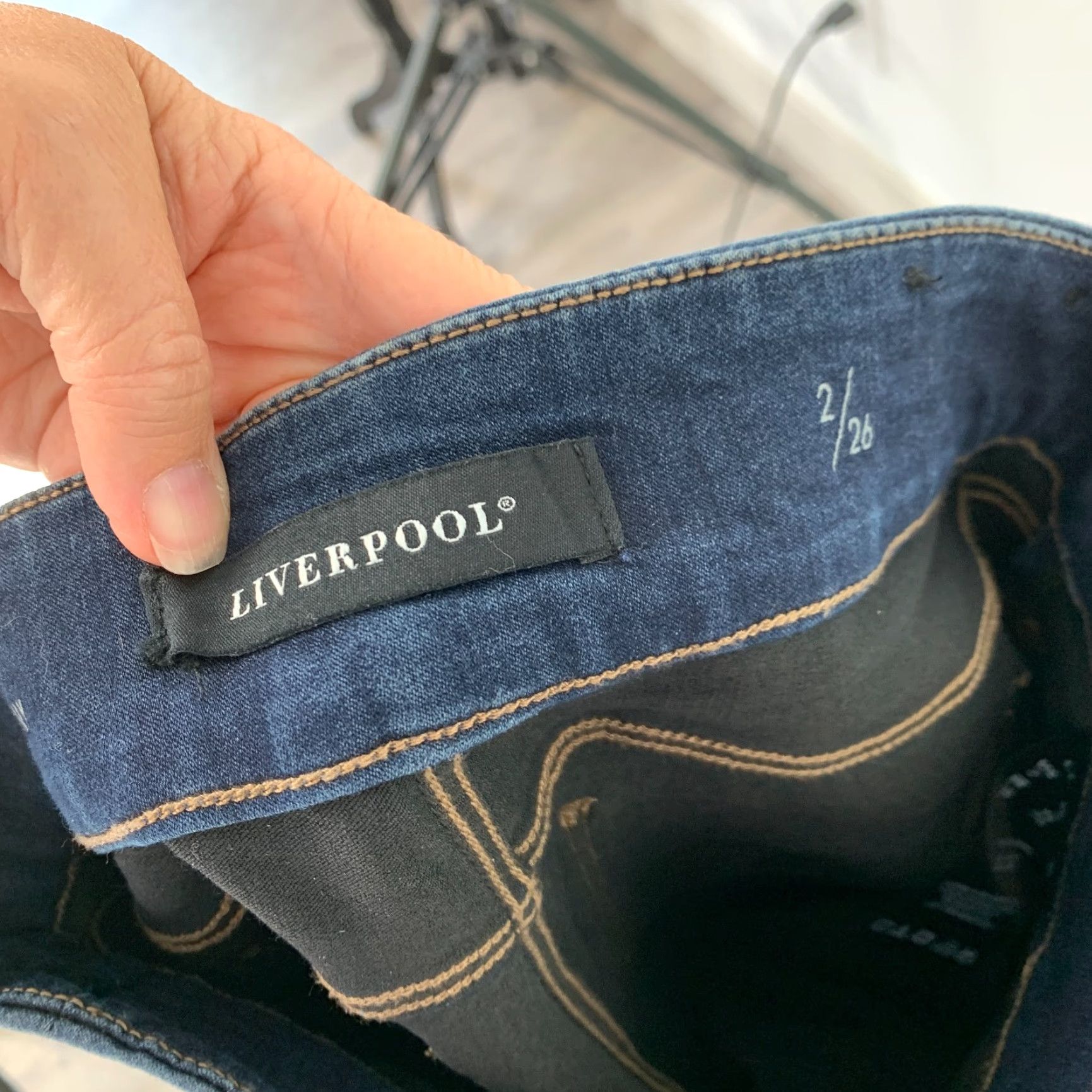 Vintage Liverpool Jeans Jegging Dark Blue Size 2 26 Women Slim Cotton Blend Denim (Regular) Inseam 27.75 in Pockets Stretch Size 26" / US 2 / IT 38 - 5 Thumbnail