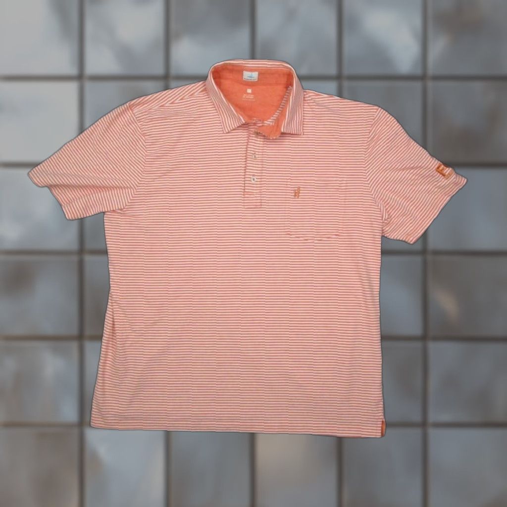 johnnie-O VINTAGE Johnnie O Polo Shirt Mens XL Orange Striped Golf Casual Sports Logo FOG Size US XL / EU 56 / 4 - 1 Thumbnail