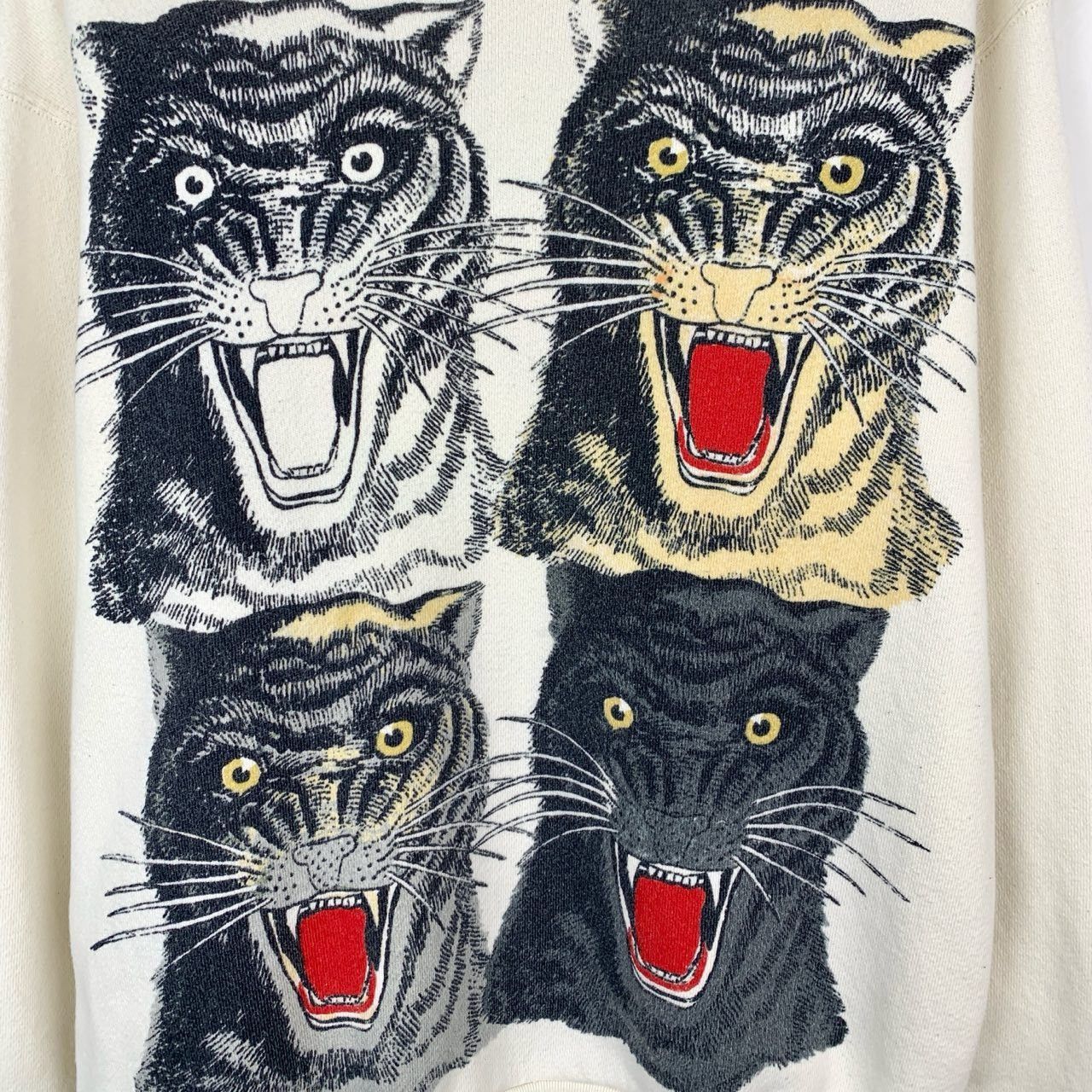 Gucci [Gucci] Tiger Head Print Beige Cotton Long-Sleeve Hoodie XS Size XS / US 0-2 / IT 36-38 - 6 Thumbnail