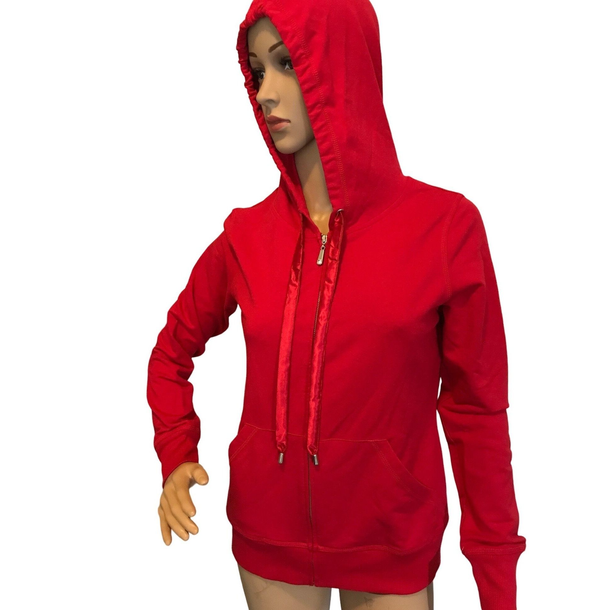 Vintage Christine Alexander SMALL RED Cotton Hooded TRACK Jacket Spo Size S / US 4 / IT 40 - 1 Thumbnail