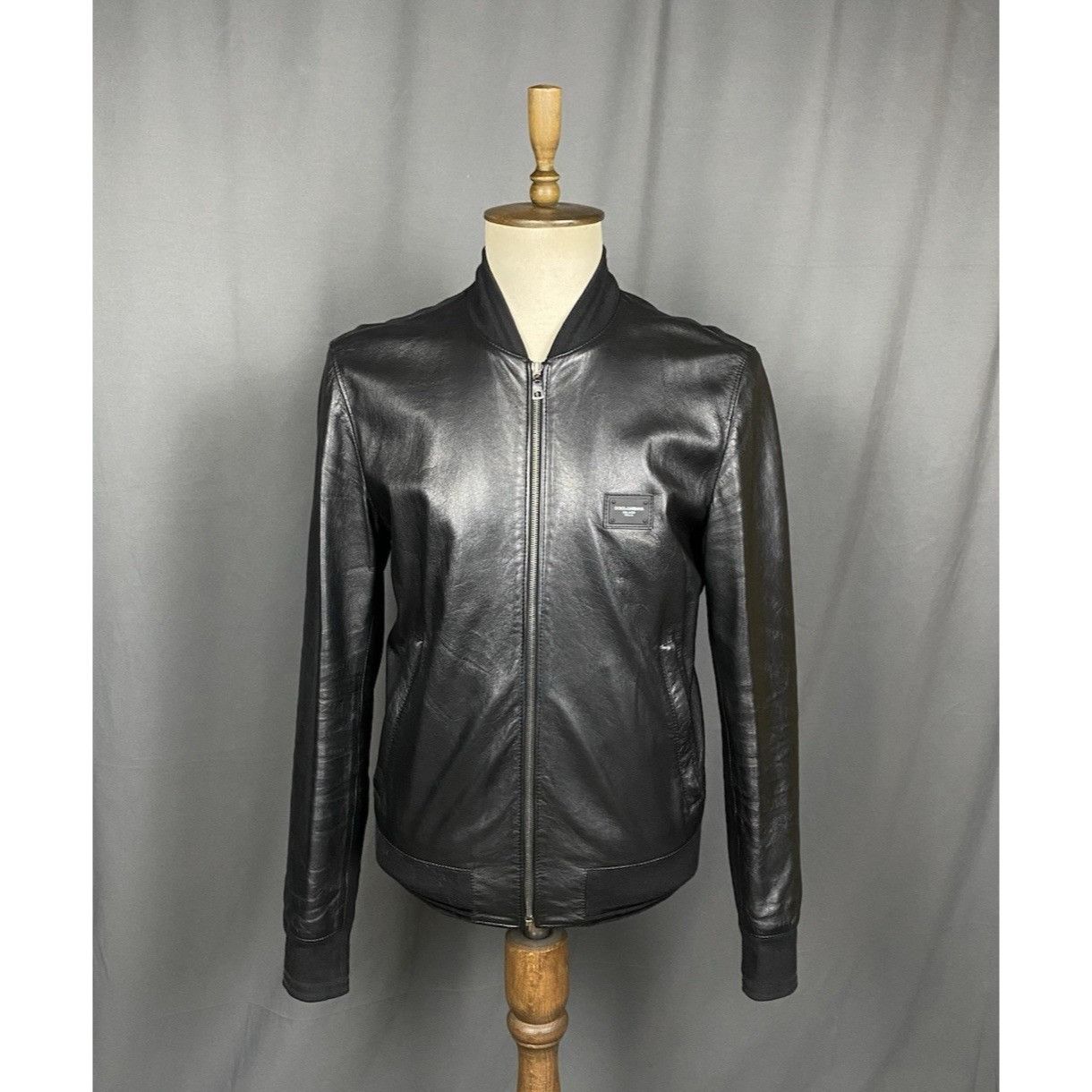 Dolce & Gabbana MINT! Dolce&Gabbana Men's Black Leather Bomber Jacket Size 5 Size US L / EU 52-54 / 3 - 1 Thumbnail