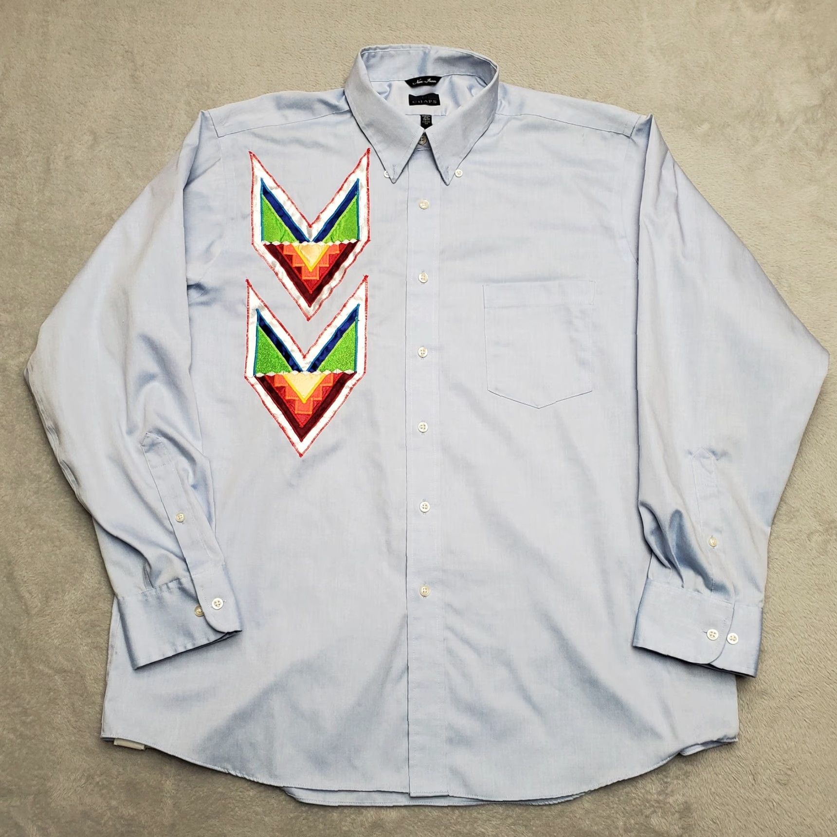 Chaps VTG Chaps Shirt Men 17.5 Blue Aztec Southwestern Geometric Embroidered Casual Shirt Size US XXL / EU 58 / 5 - 2 Thumbnail