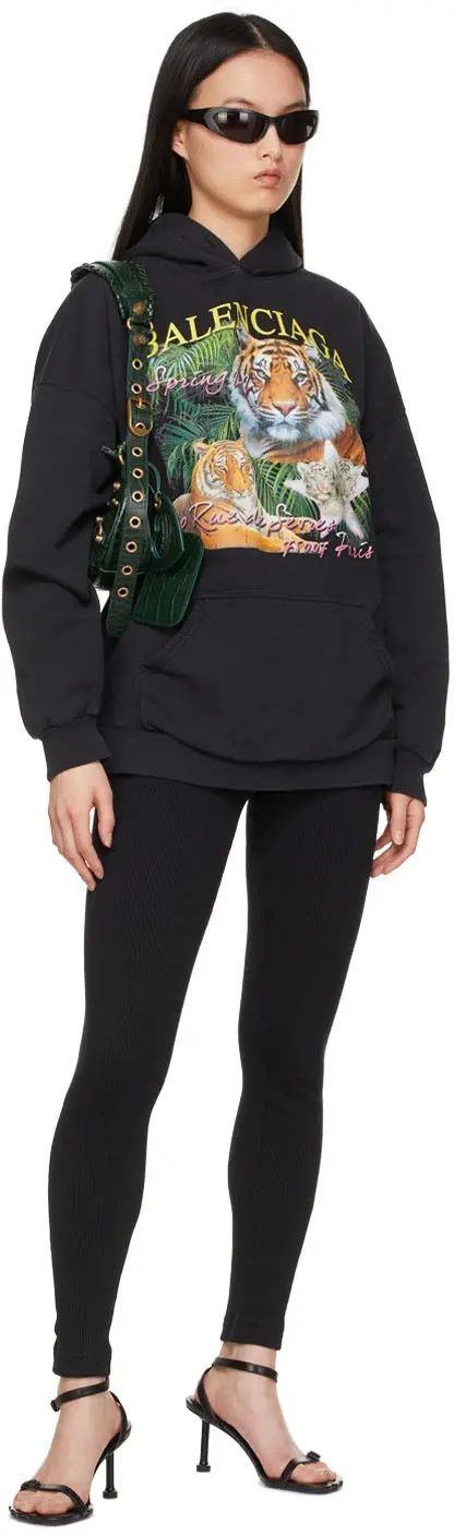 Balenciaga o1mle0824 Year Of The Tiger Hoodie in Black Size S / US 4 / IT 40 - 4 Thumbnail