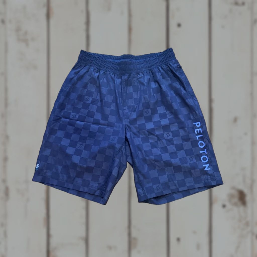 Rhone Rhone Peloton Shorts Mens S Navy Checkered Print Unlined Gym Training Breathable Moisture Wicking Pockets Elastic Waist Athletic Inseam 9" Size US 29 - 1 Thumbnail