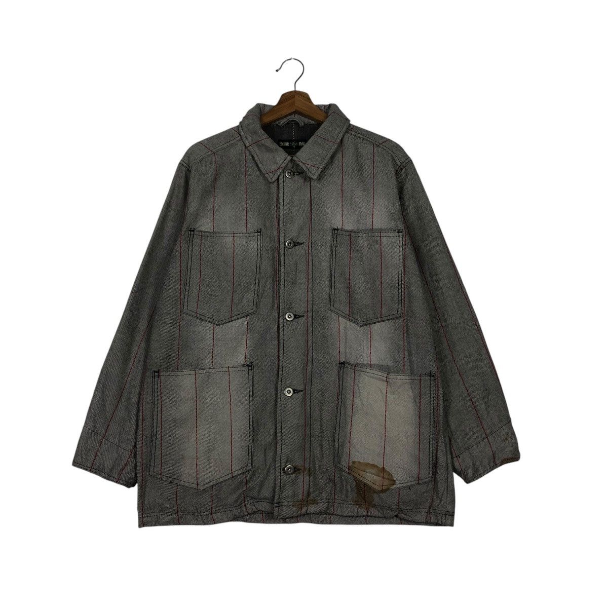 Japanese Brand VINTAGE HICKORY CHORE STRIPED JACKET ELECTRONIC ISSEYMIYAKE Size US L / EU 52-54 / 3 - 3 Thumbnail