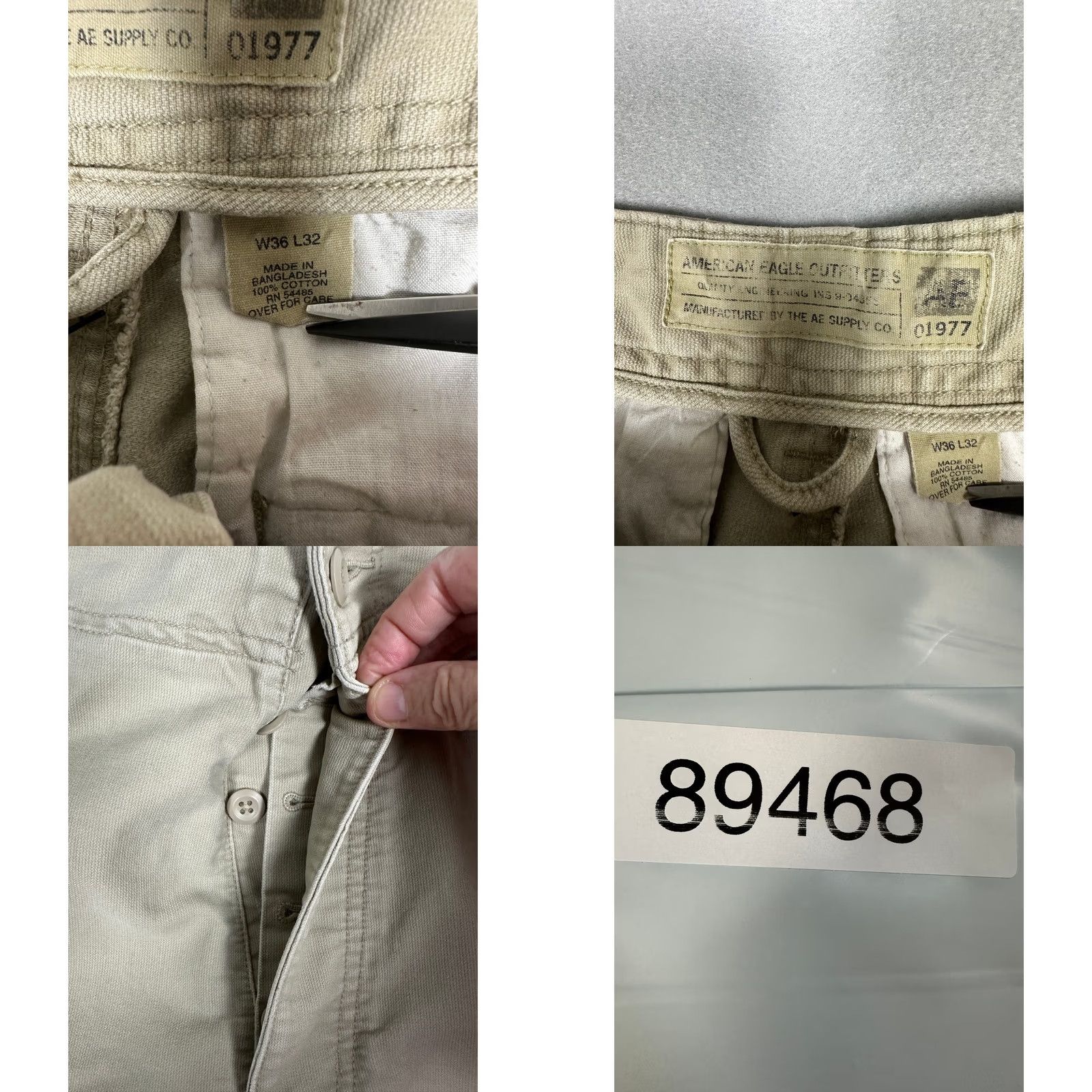American Eagle Outfitters VINTAGE American Eagle Cargo Pants Mens 36x32 Khaki Straight Loose Button Fly Size US 36 / EU 52 - 8 Thumbnail