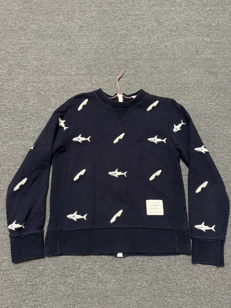 Thom Browne Shark Embroidery Zip Sweatshirt - dmc Size US XS / EU 42 / 0 - 1 Thumbnail