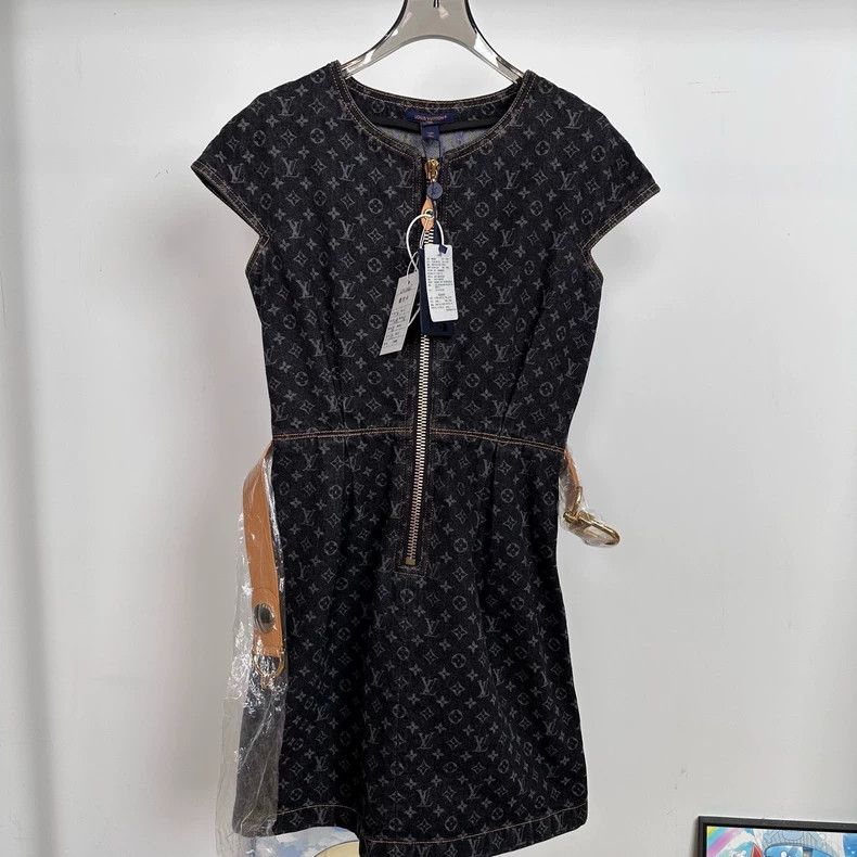 Louis Vuitton Louis Vuitton Full-print presbyopic denim dress | Grailed