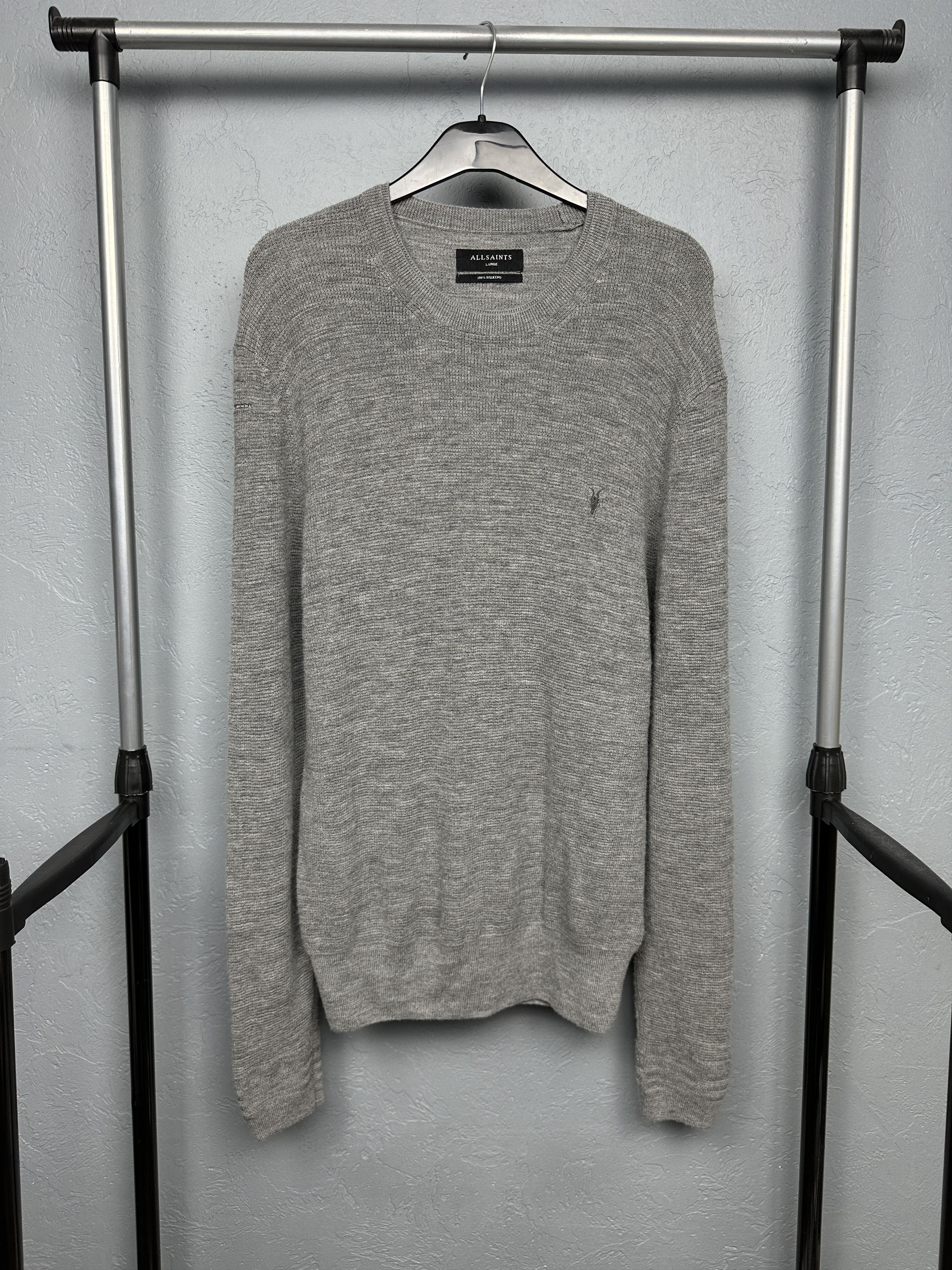 Allsaints AllSaints Mens Ivar Merino Wool Crew Neck Sweater Size US L / EU 52-54 / 3 - 1 Thumbnail
