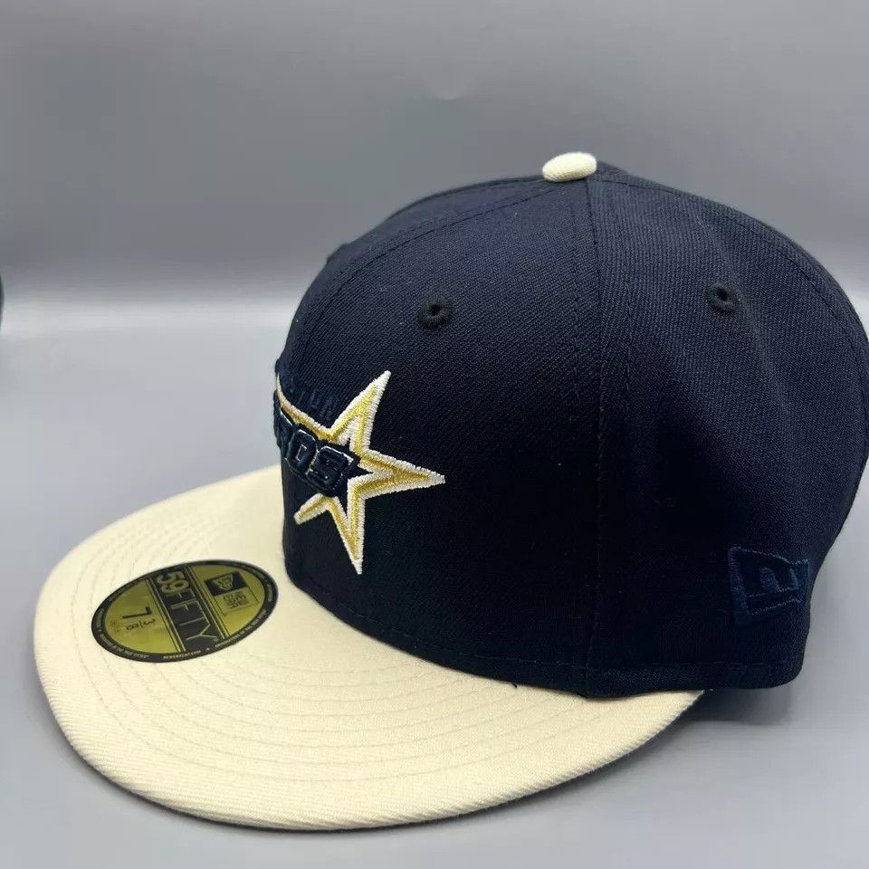 New Era Houston Astros Hat Men 7 3/8 59Fifty New Era MLB Fitted Cap Size ONE SIZE - 2 Thumbnail