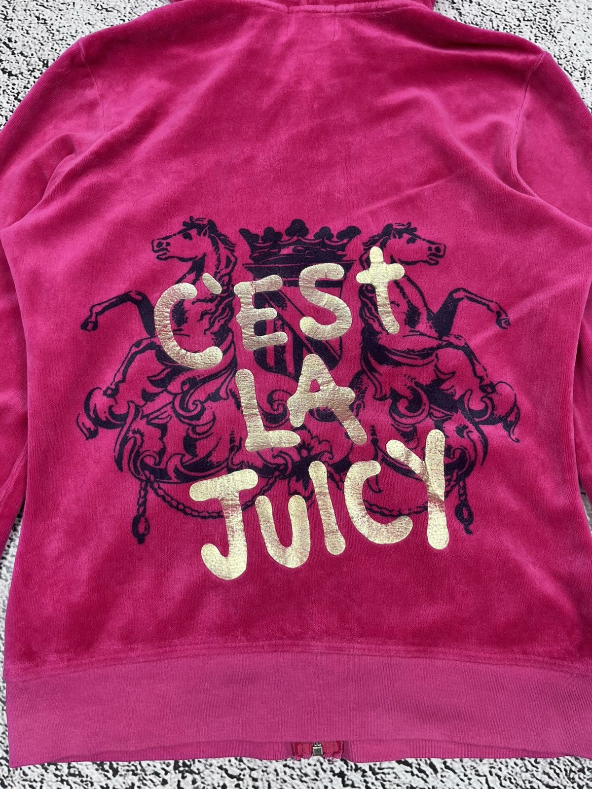 Juicy Couture Vintage Juicy Couture Y2K Glam Velour Pink Zip Up Hoodie Size M / US 6-8 / IT 42-44 - 5 Thumbnail