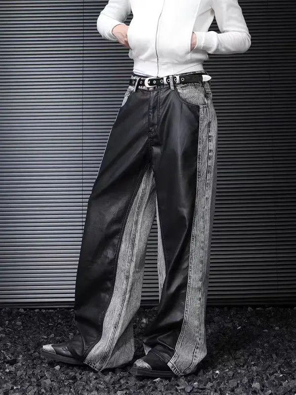 Japanese Brand VIBE vintage contrast patchwork baggy casual pants Size US 34 / EU 50 - 6 Thumbnail