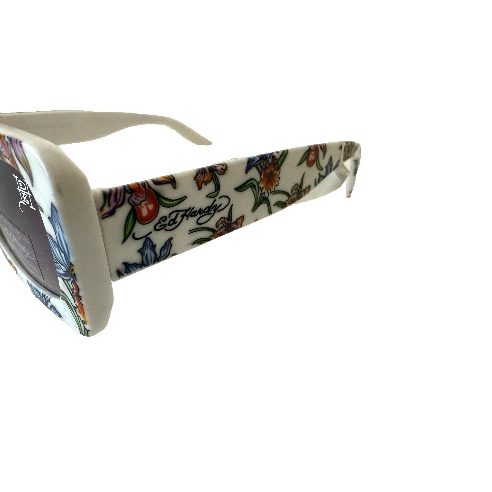 Ed Hardy Ed Hardy Sunglasses Womens White Floral Oversized Rectangle Size ONE SIZE - 3 Thumbnail