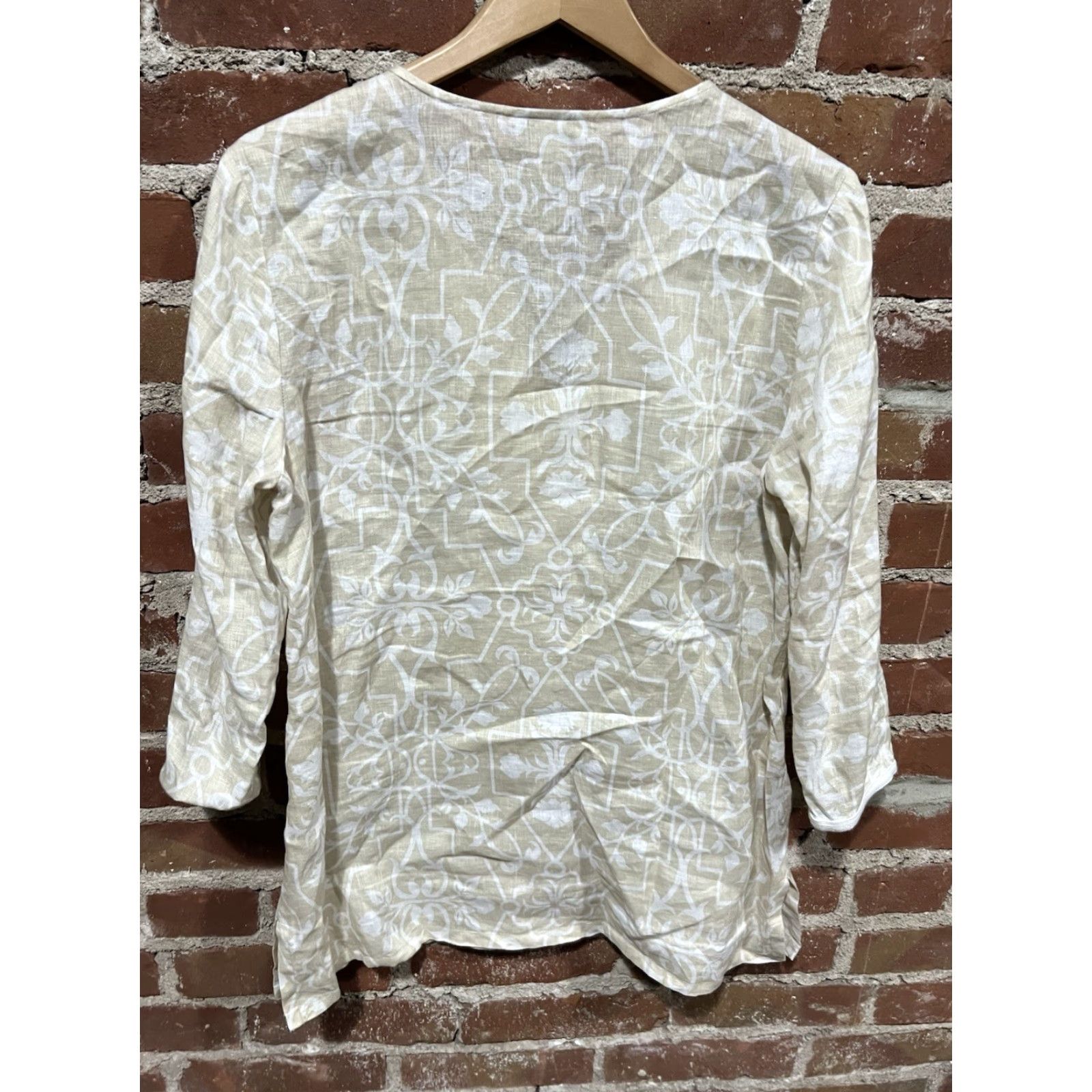 Charter Club Charter Club Linen Tunic Top Womens Large Floral Embroidered Beige Bohemian Tunic Shirt Size L Womens Size L / US 10 / IT 46 - 3 Thumbnail