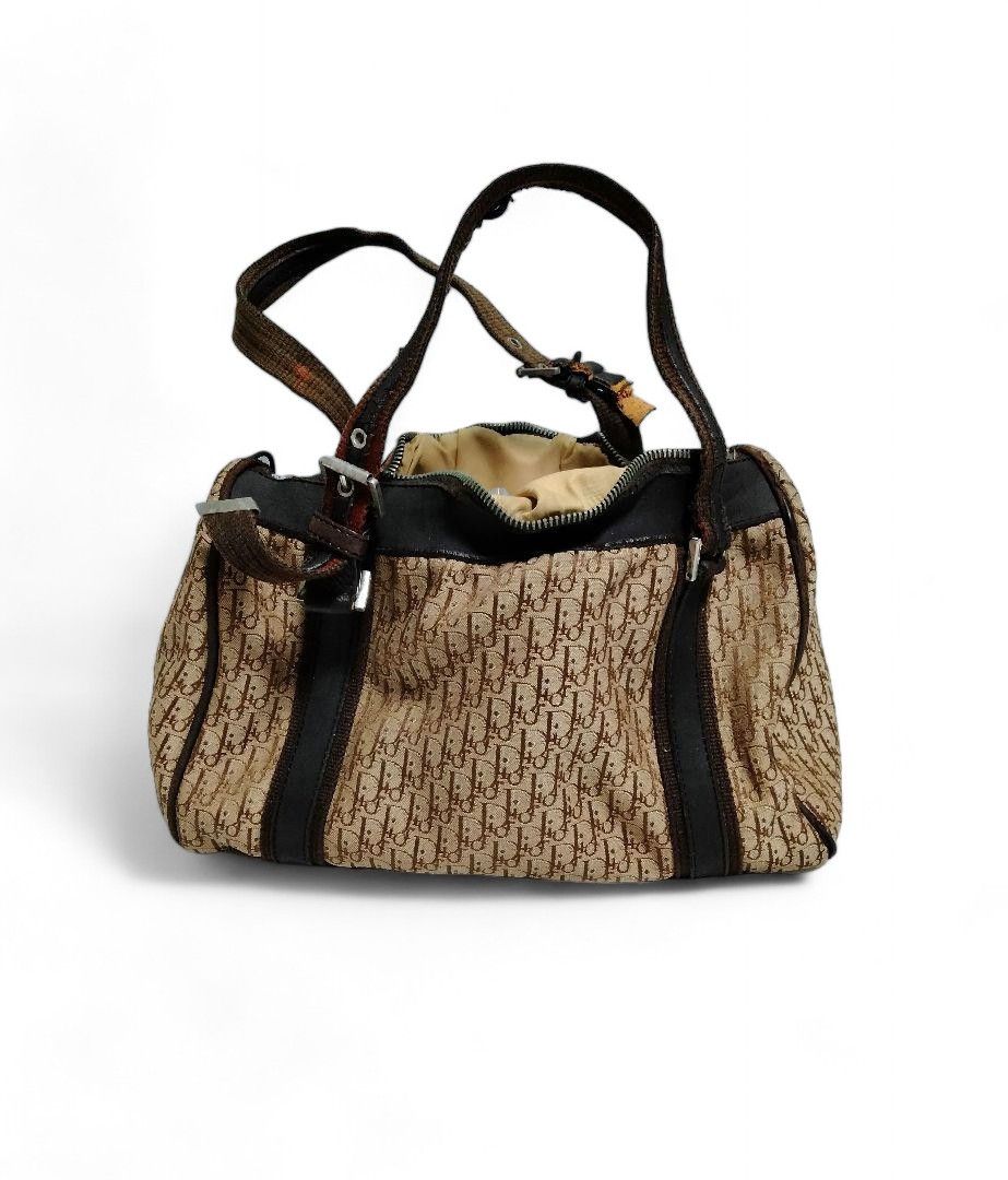 Dior Dior - Canvas Boston Chic Trotter Handbag Beige Brown Size ONE SIZE - 2 Thumbnail