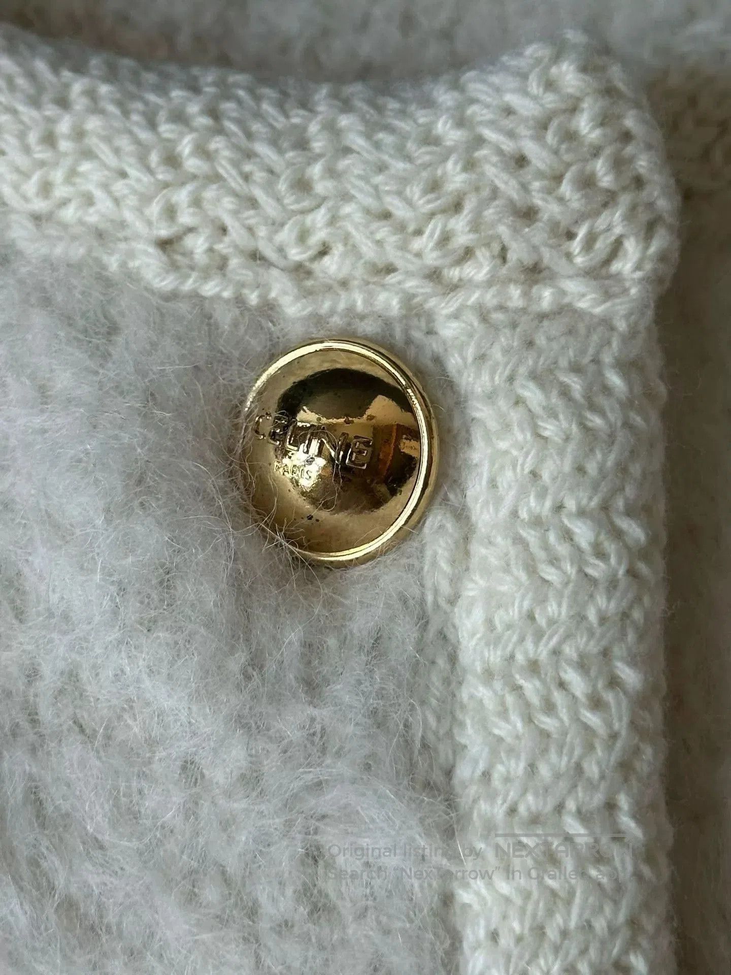 Celine celine cream cashmere coat with gold buttons. Size L / US 10 / IT 46 - 5 Thumbnail