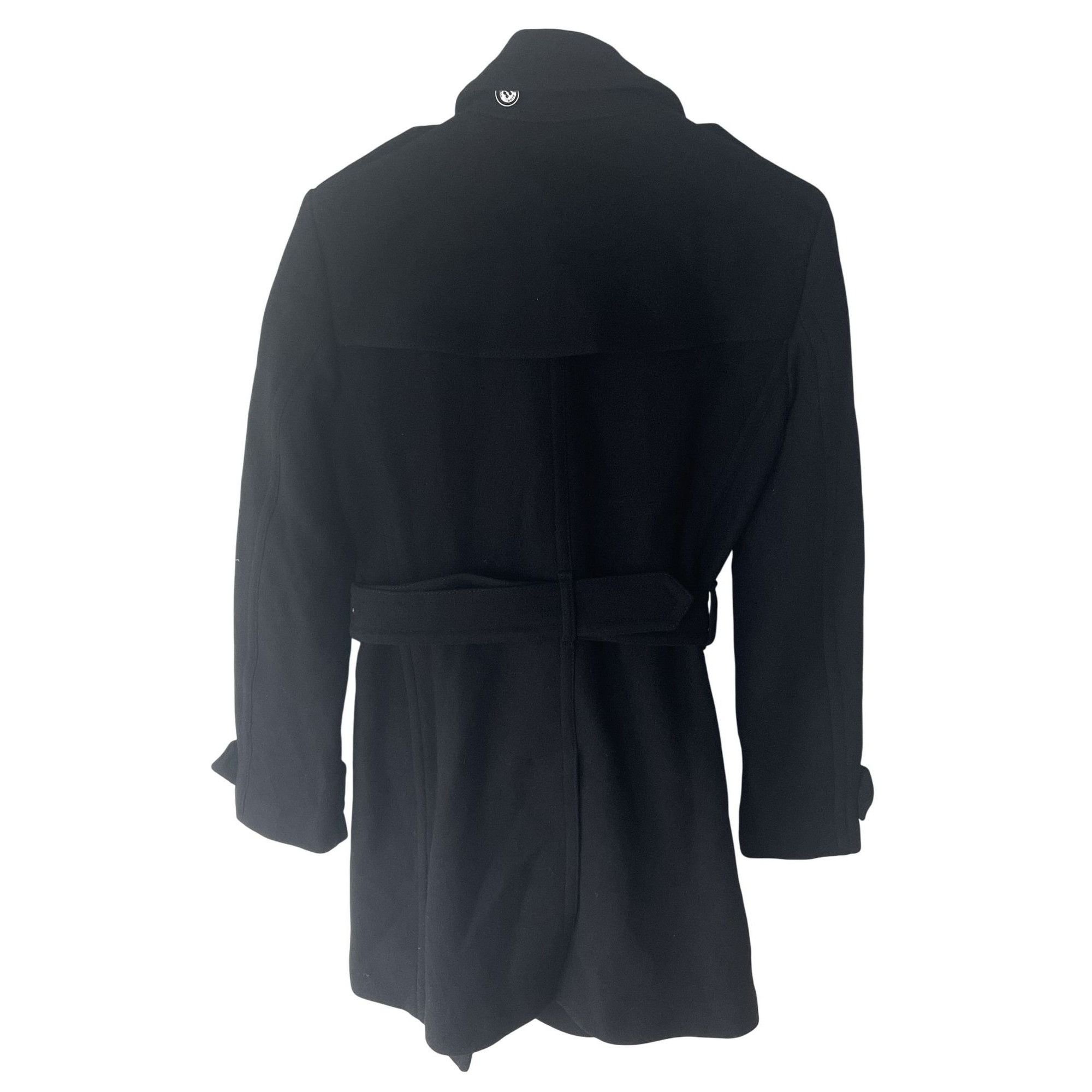 Burberry Burberry Black Wool Blend Double-Breasted Belted Coat Size L / US 10 / IT 46 - 2 Thumbnail