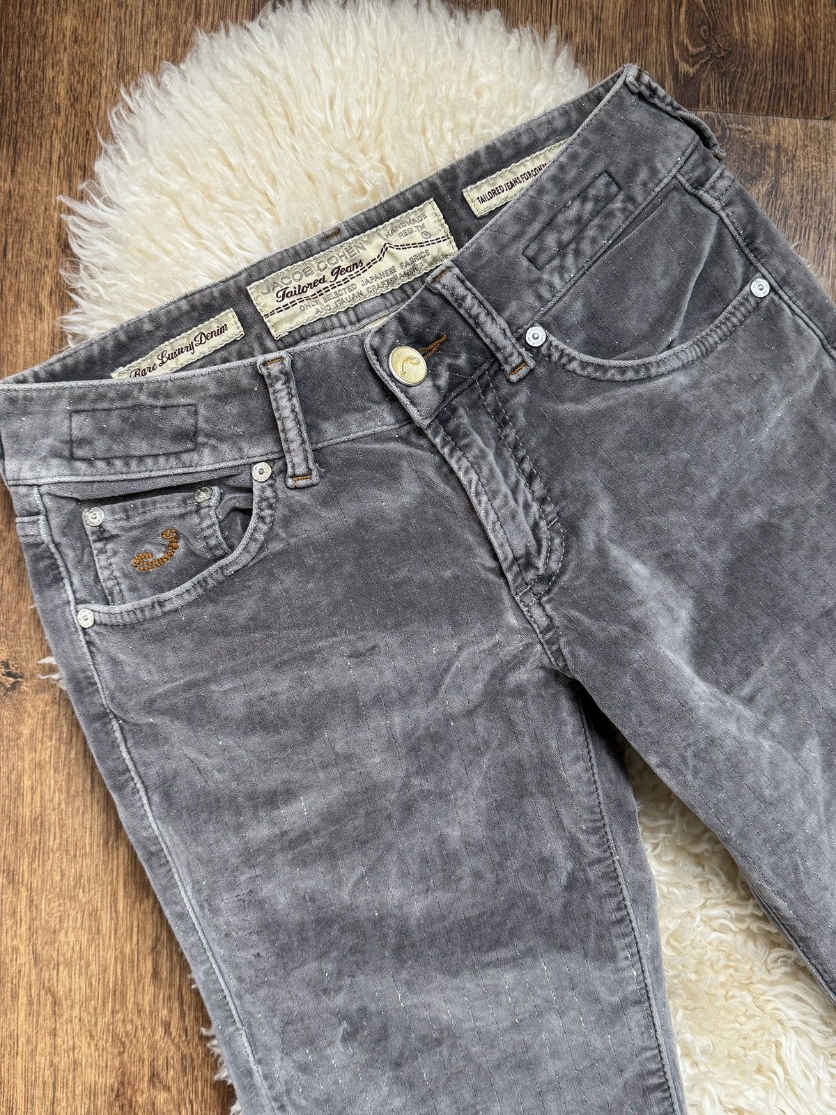 Jacob Cohen Jacob Cohën Velvet Trousers Size 27 Grey Jeans Size 27" / US 4 / IT 40 - 3 Thumbnail