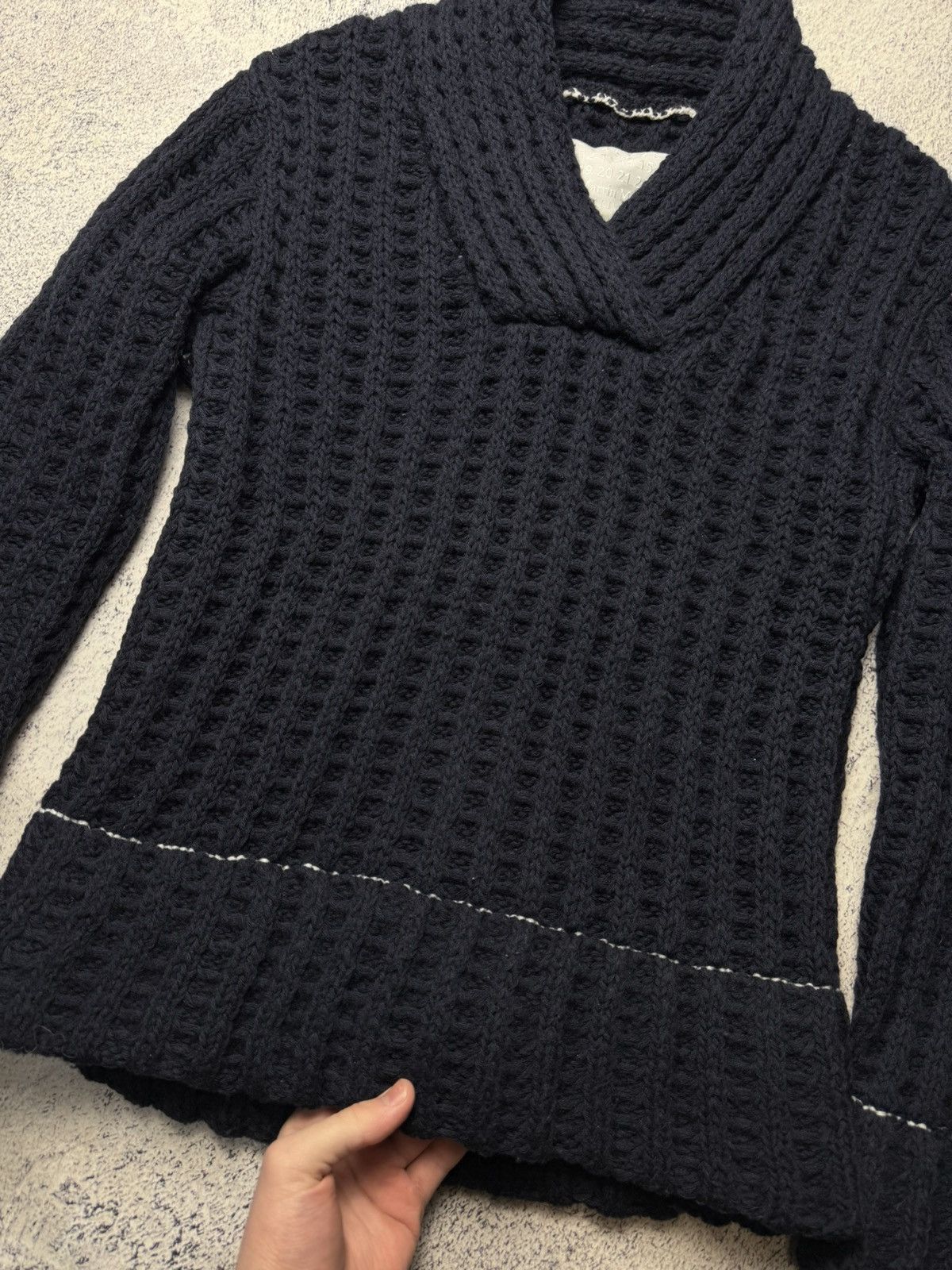 H&M × Maison Margiela Maison Margiela H&M Cable Knit V-Neck Wool Sweater Jumper Size US S / EU 44-46 / 1 - 7 Thumbnail