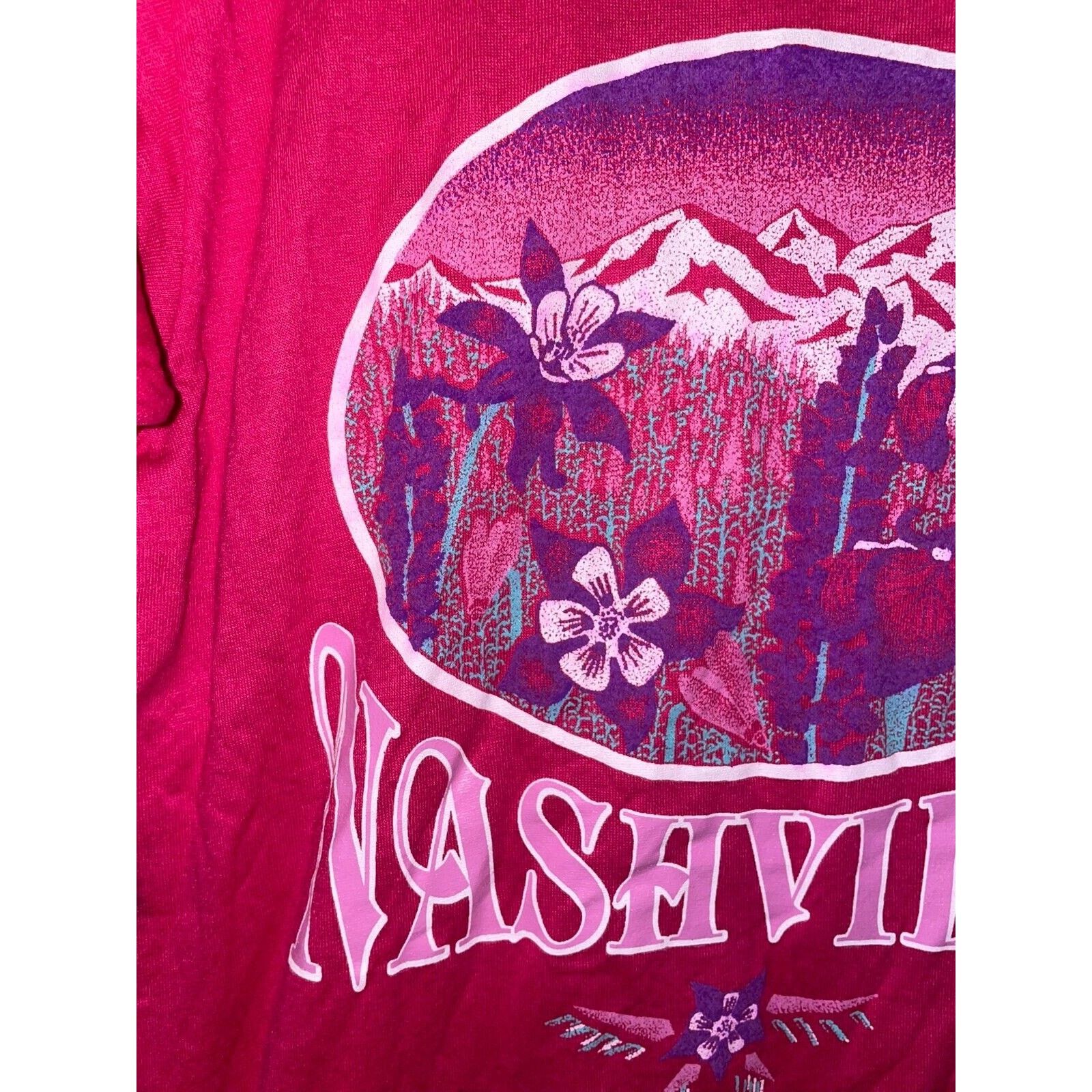 Jerzees Vintage Nashville Shirt Flower Pink Paint 90s Stained VTG M Size US M / EU 48-50 / 2 - 2 Thumbnail
