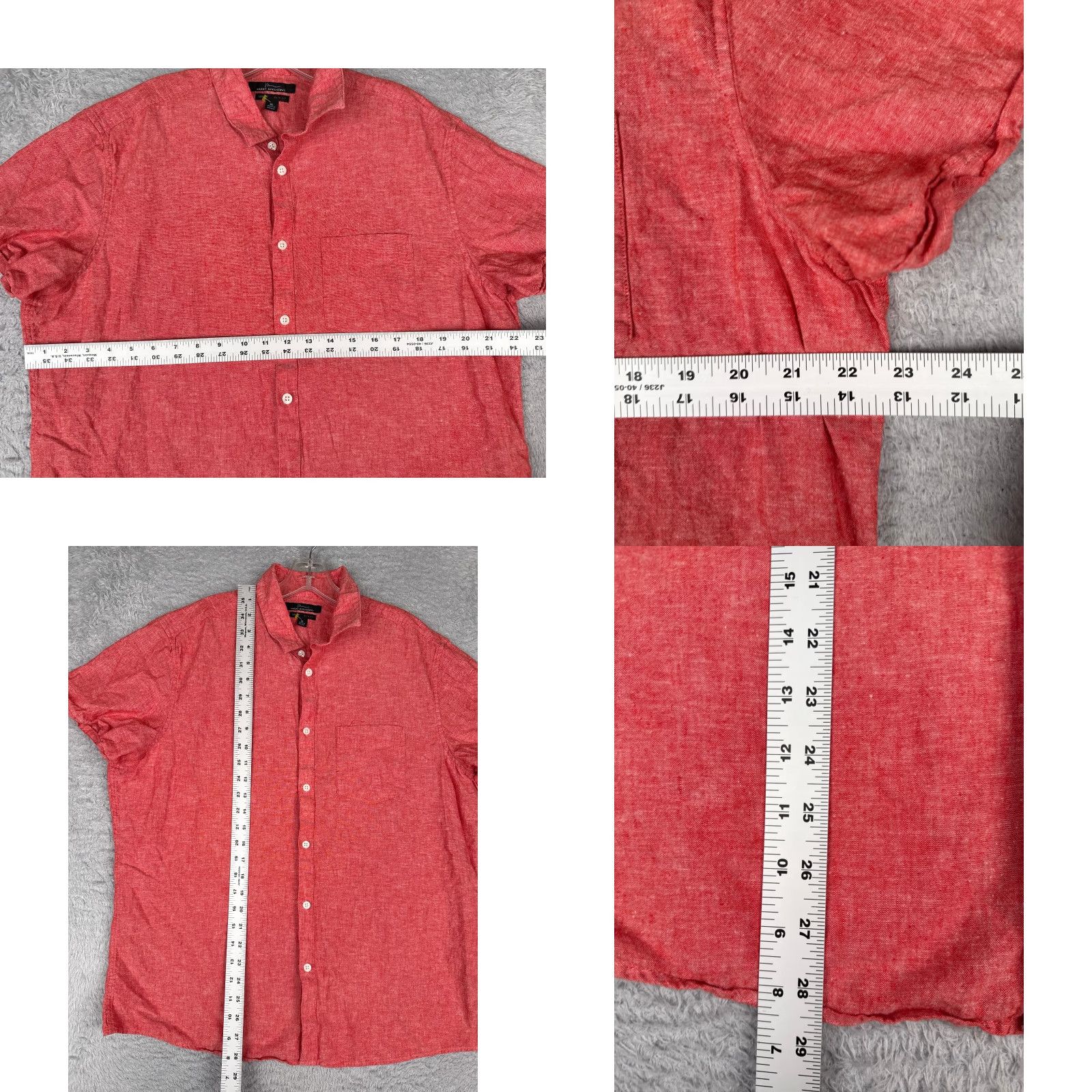 Marcs Marc Anthony Shirt Mens XL Pink Button Up Hawaiian Linen Slim Fit Size US XL / EU 56 / 4 - 8 Thumbnail