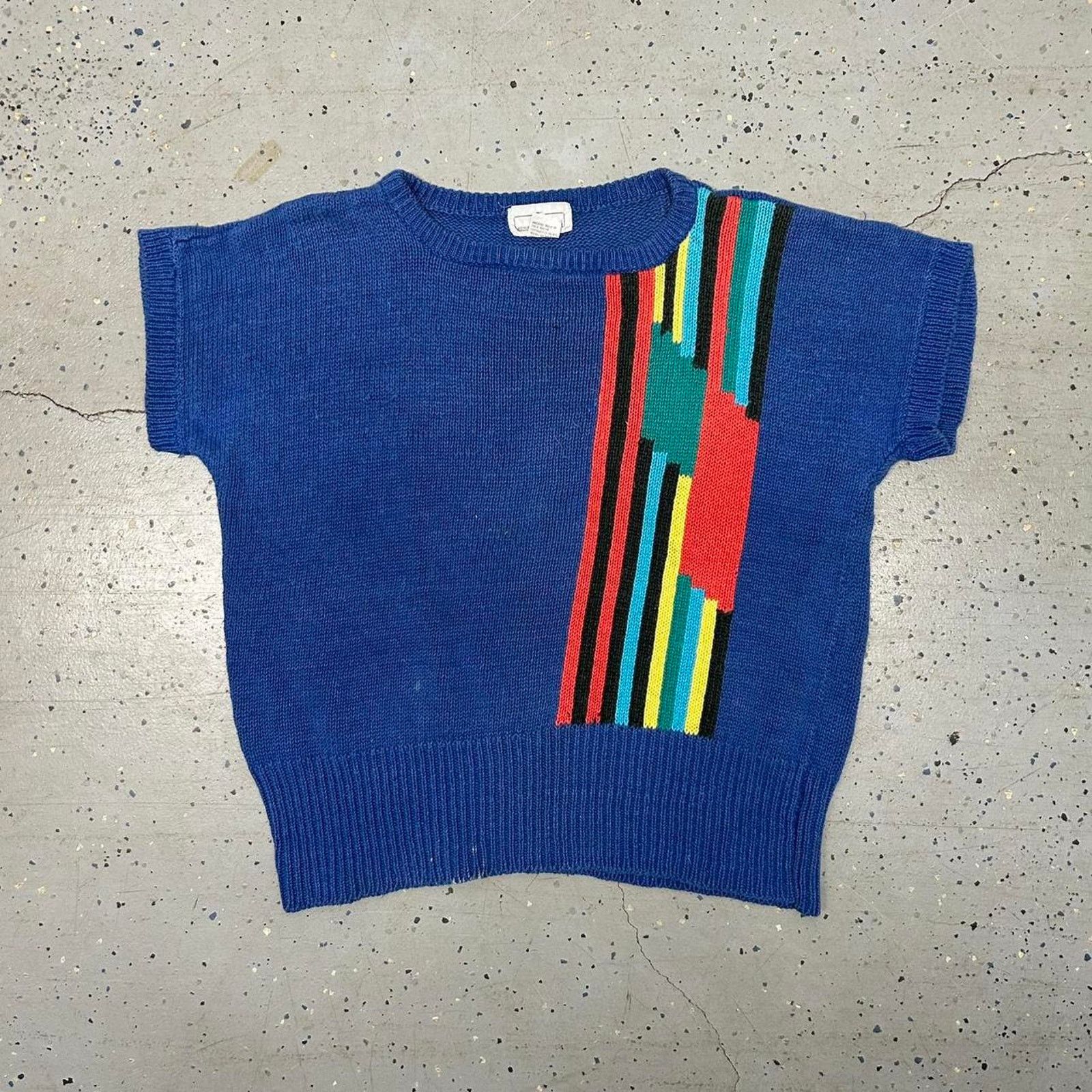 Other VTG blue and multi-coloured striped knit sweater Size M / US 6-8 / IT 42-44 - 1 Thumbnail