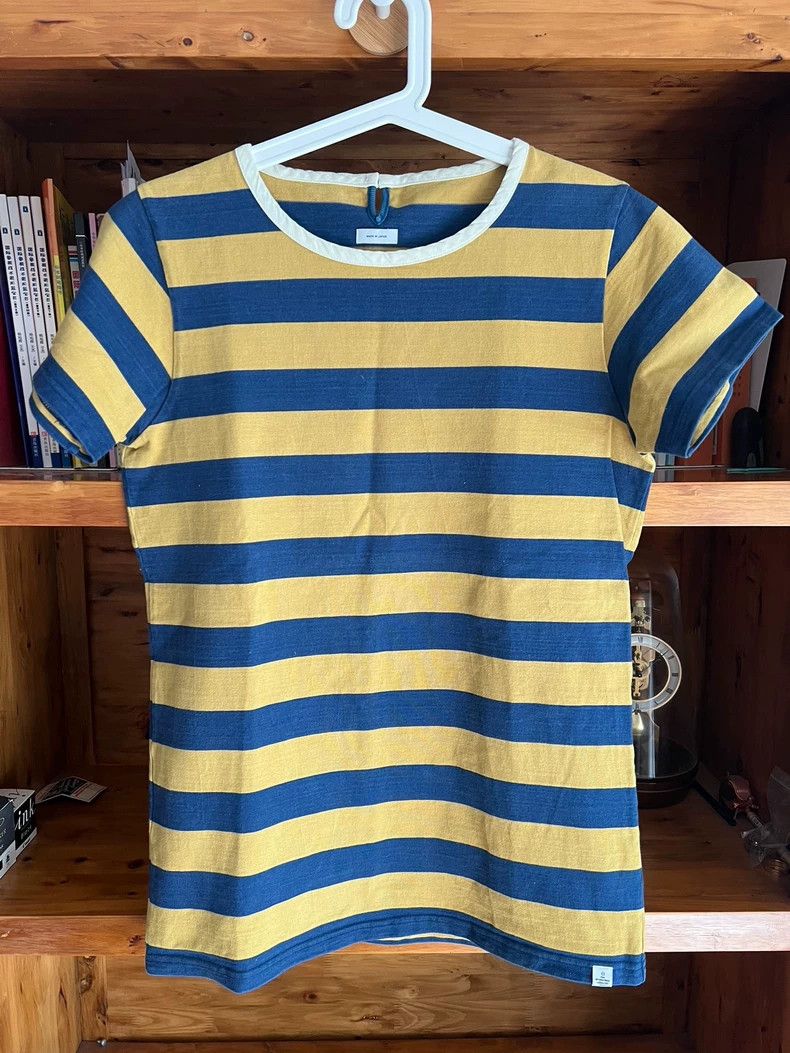 Visvim Blue and Yellow Striped Short Sleeve T-Shirt Size US M / EU 48-50 / 2 - 1 Thumbnail