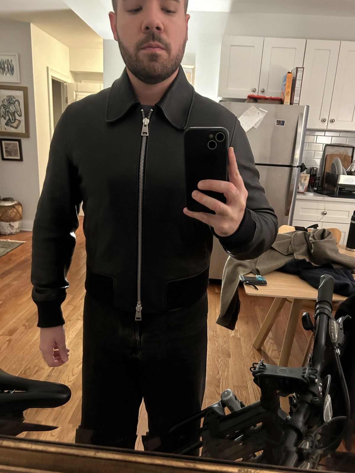 AMI Ami Paris Leather Bomber Jacket Size US S / EU 44-46 / 1 - 9 Thumbnail