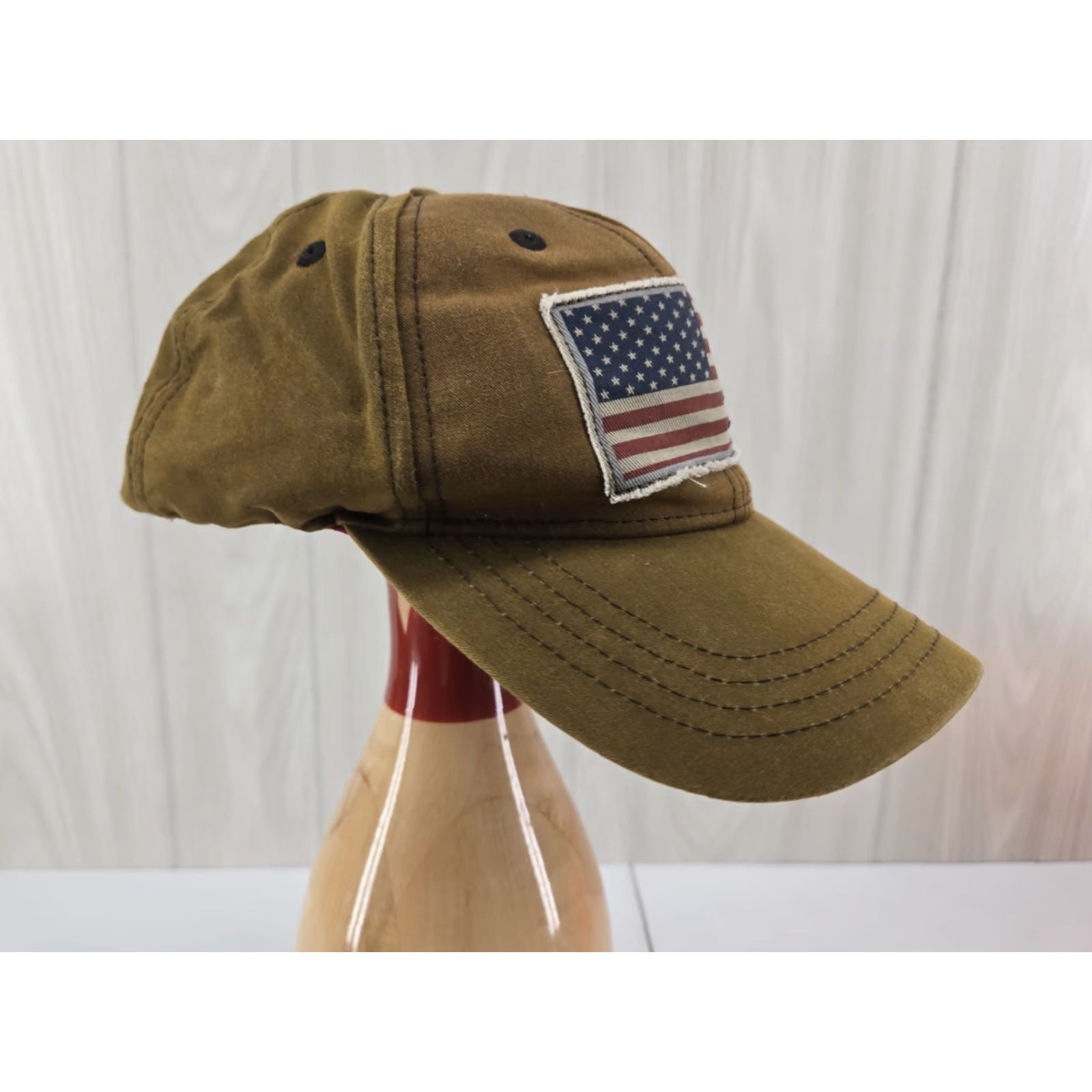 Vintage Browning Hat Cap Strap Back Brown American Flag Patch Embroidered Canvas Mens Baseball Cap Adjustable Strap Back USA Hunting Outdoor Patriotic Mens Size ONE SIZE - 3 Thumbnail