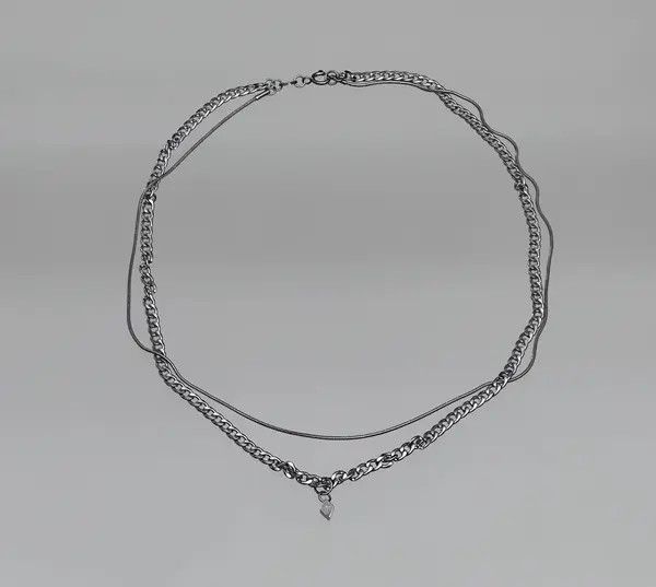 Jewelry Silver Layered Chain Necklace, Pendant Charm Necklace Size ONE SIZE - 3 Thumbnail