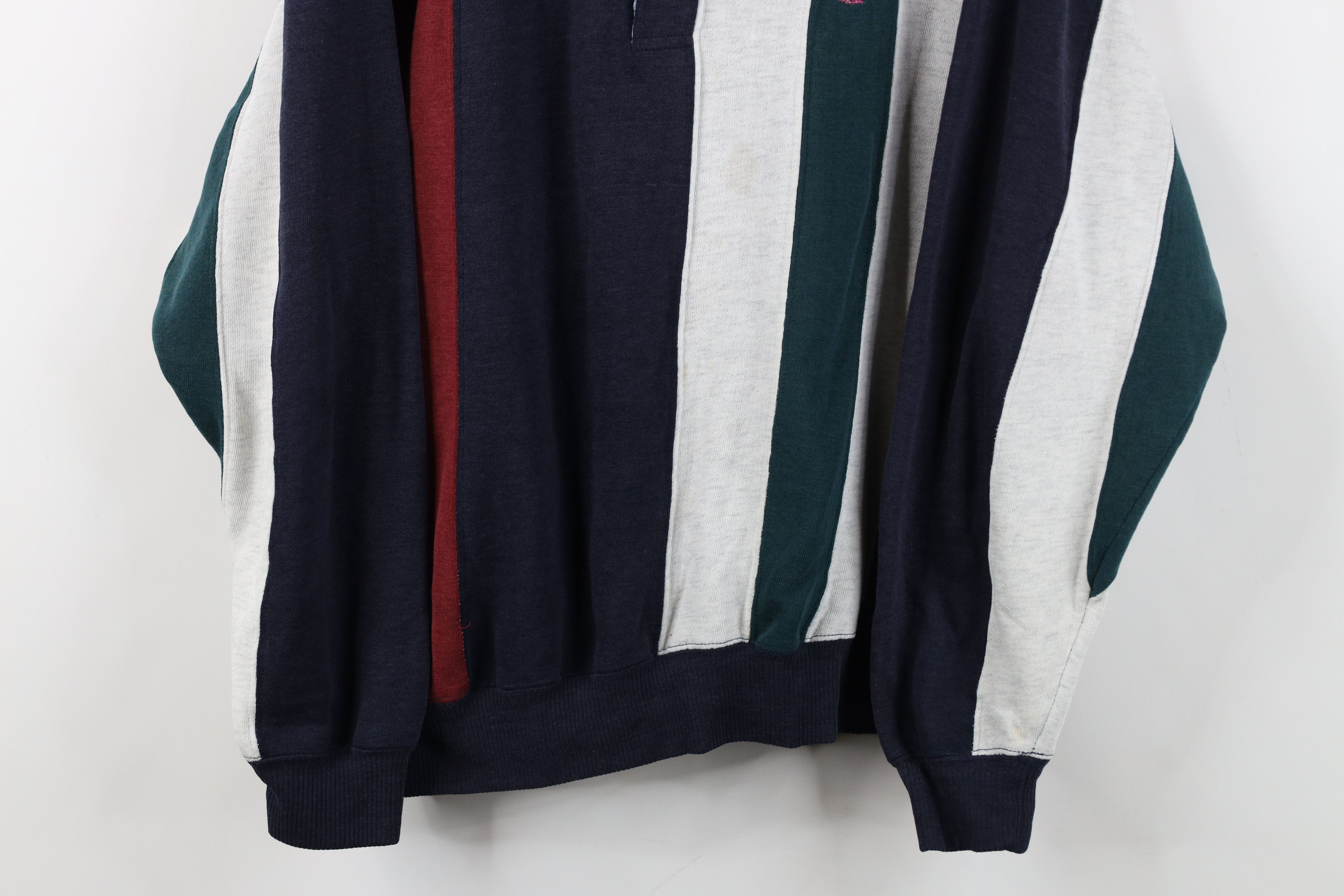 Vintage Vintage 90s Streetwear Striped Collared Pullover Sweatshirt Size US M / EU 48-50 / 2 - 3 Thumbnail