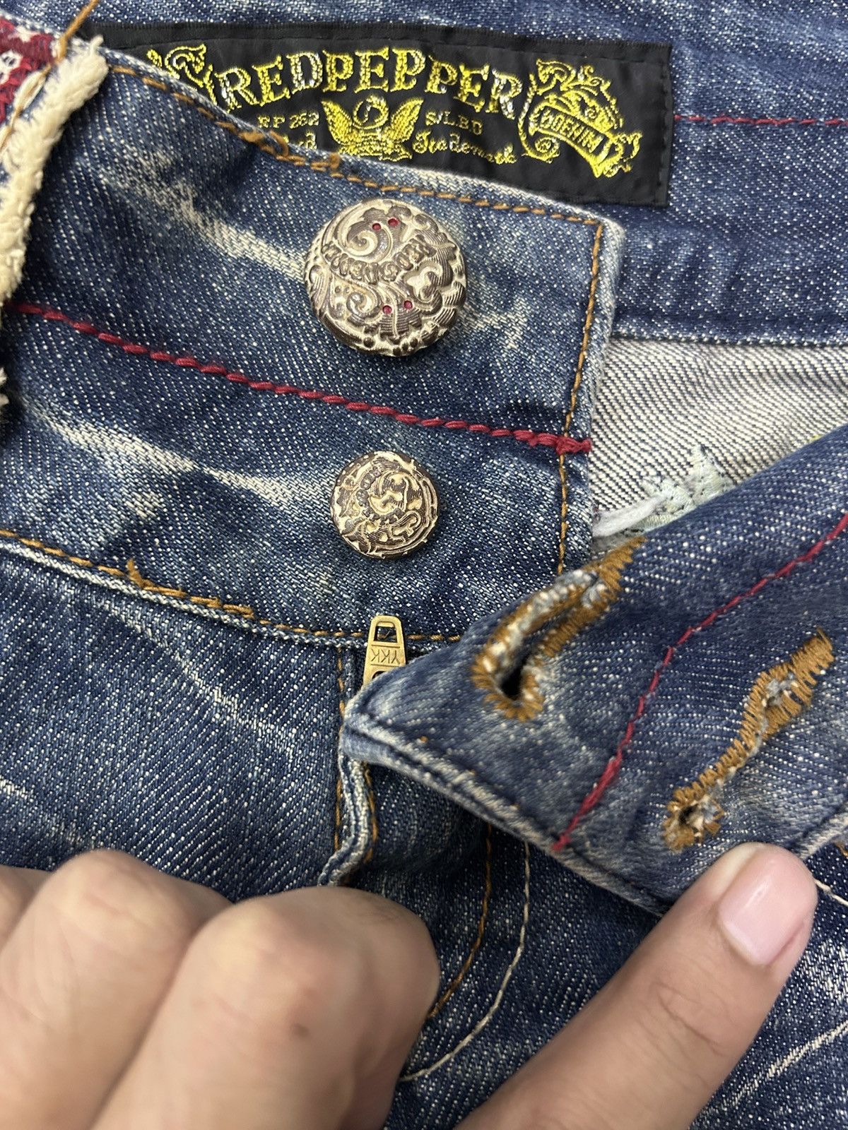 Japanese Brand × Vintage Vintage Japanese Denim Redpepper Mud Wash Flare Jeans Size US 30 / EU 46 - 17 Thumbnail