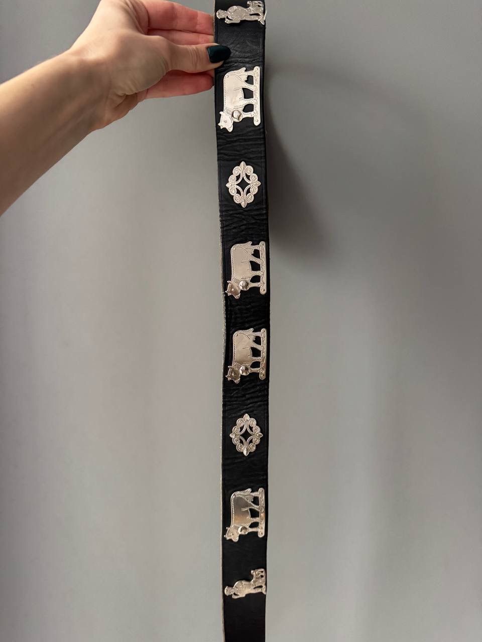 Etro ETRO Leather Belt Black Metal Patch Work 75/90 Size ONE SIZE - 6 Thumbnail