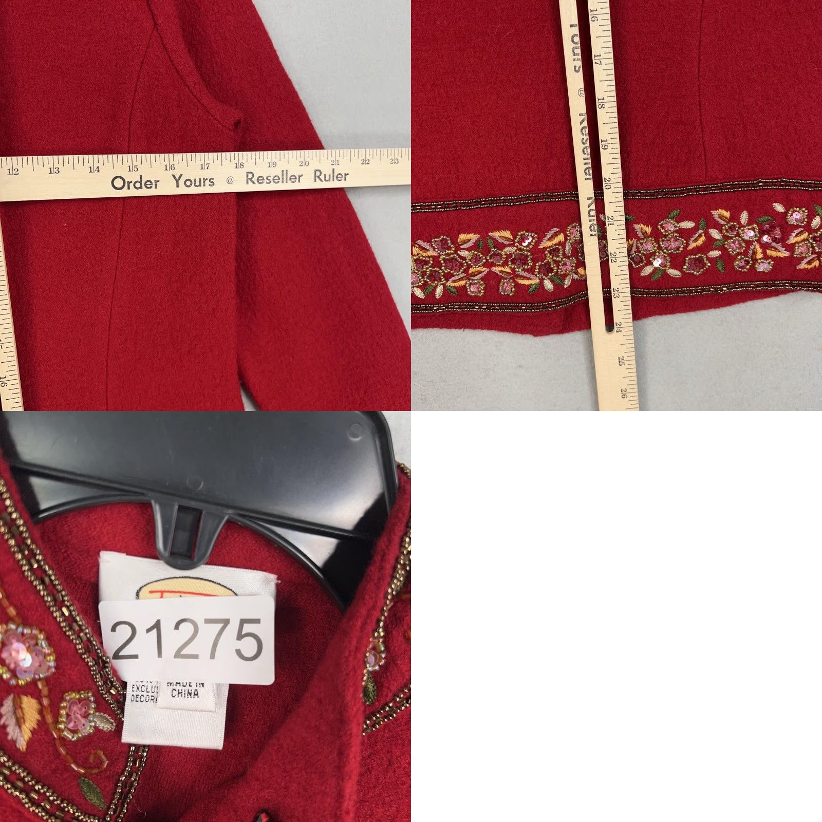 Talbots Talbots Womens Small Red Wool Floral Embroidered Beaded Cardigan Sweater Jacket 80s 90s Casual Womens Size S / US 4 / IT 40 - 9 Thumbnail