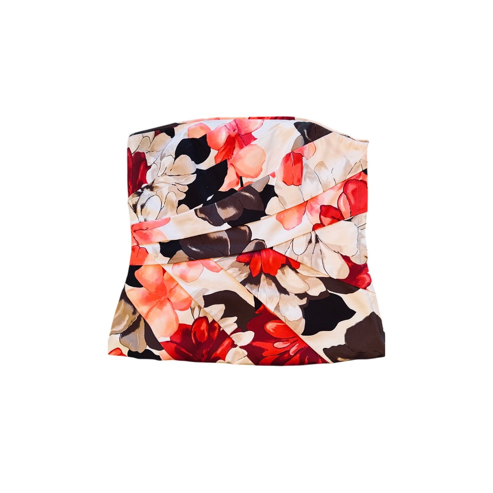 White House Black Market WHBM Floral Pleated Surplice Top US 8 EUC Size M / US 6-8 / IT 42-44 - 4 Thumbnail