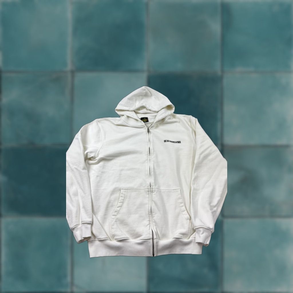 Vintage VINTAGE L'AS Du Fallafel Hoodie Mens Large White Zip Up Rue Des Rosiers Paris Sweatshirt Size US L / EU 52-54 / 3 - 1 Thumbnail