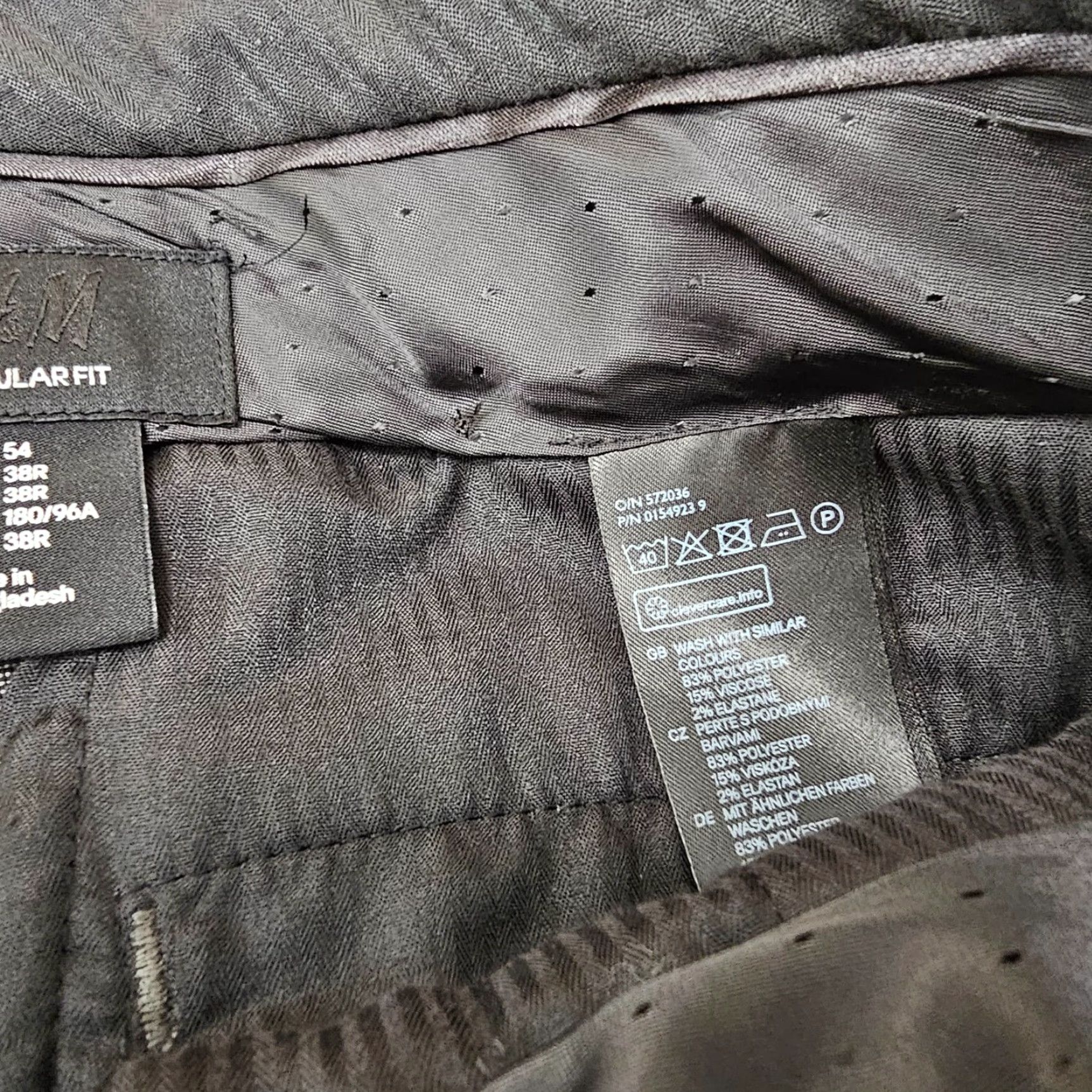 H&M H&M Dress Pants Mens 38R Grey Stretch Flat Front Trousers 38x27 Slacks Size US 38 / EU 54 - 4 Thumbnail