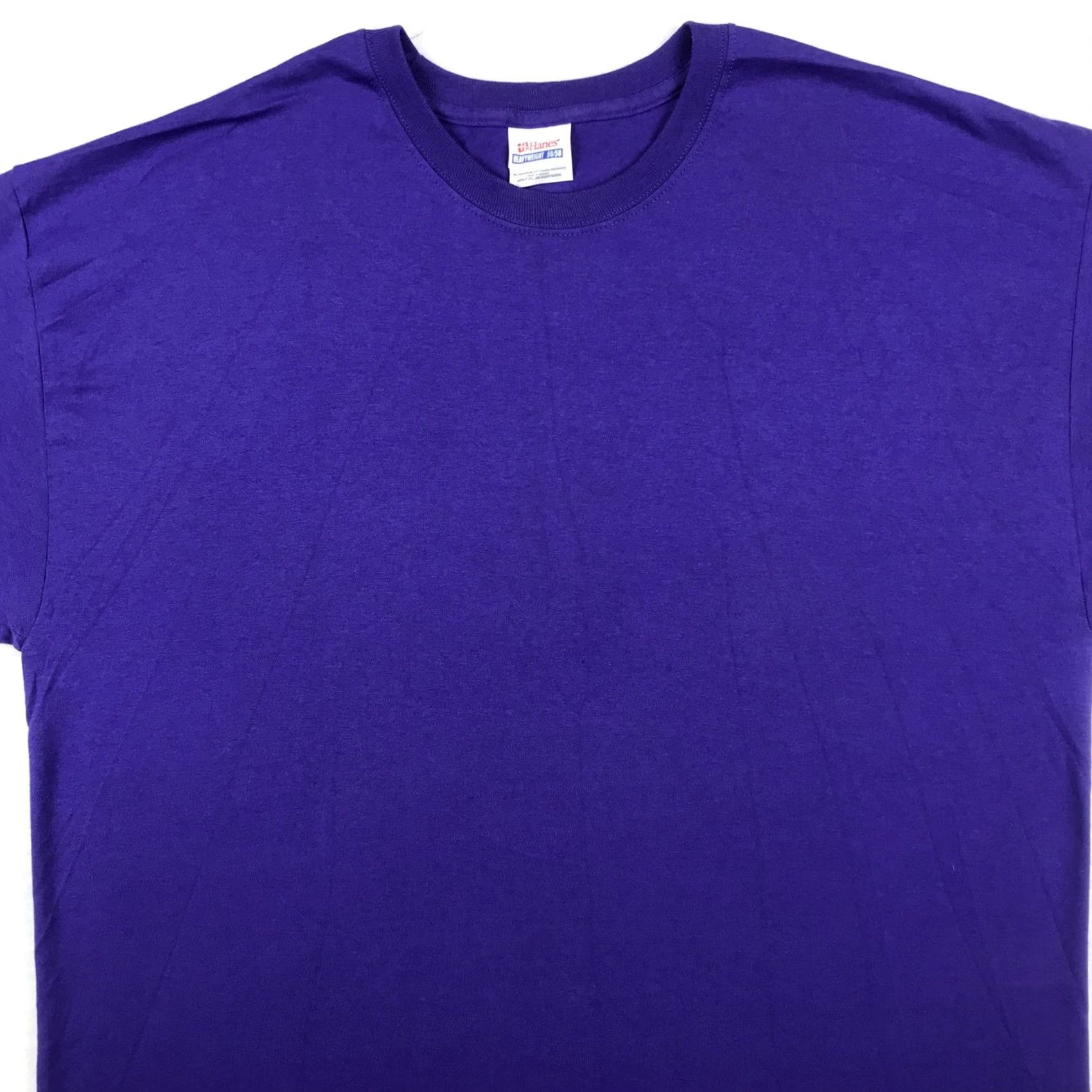 Hanes VINTAGE Hanes T-Shirt 2XL Purple Crew Neck Short Sleeve Cotton Blend Solid Mens 90s 80s Surf Beach Rock NOS Size US XXL / EU 58 / 5 - 4 Thumbnail