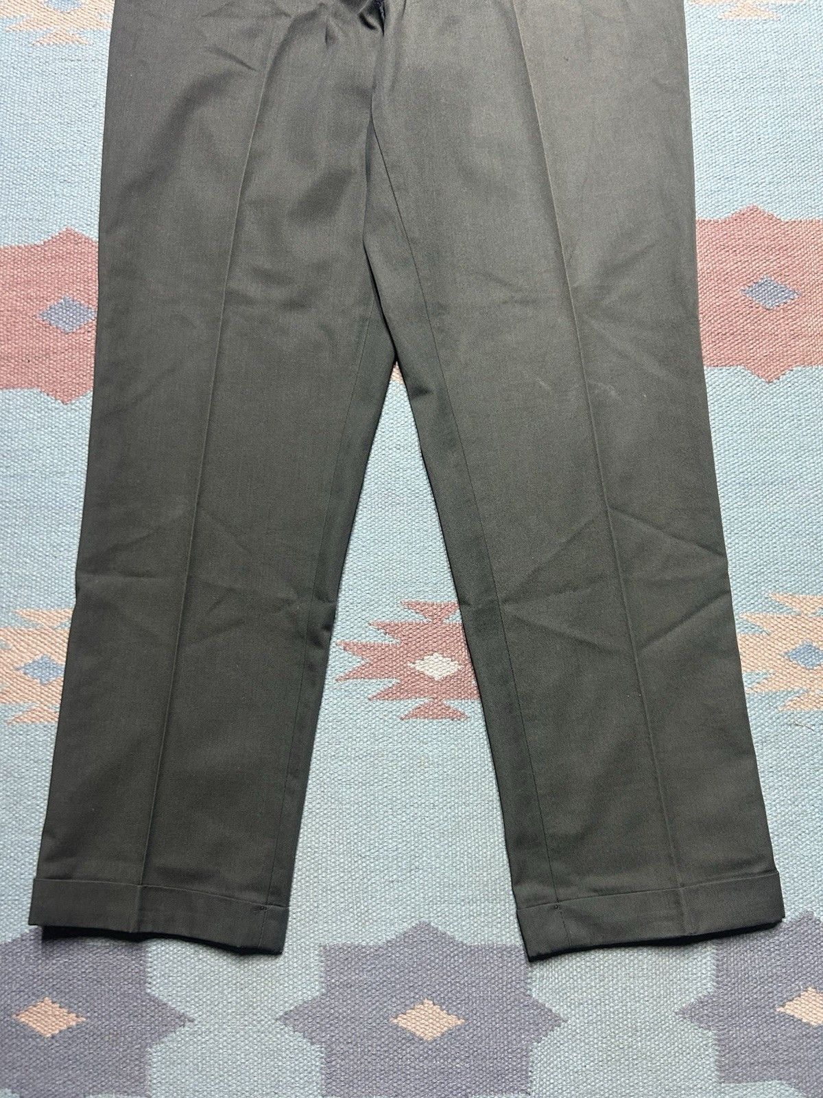 Vintage Vtg 60s 70s koratron work pants dark green workwear 33x30 Size US 33 - 2 Thumbnail